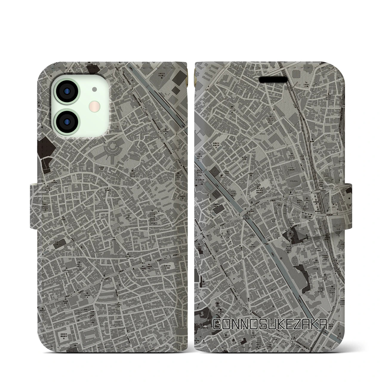 【権之助坂(東京都)】地図柄iPhoneケース(手帳タイプ)