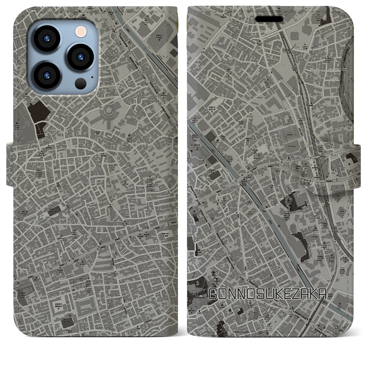 【権之助坂(東京都)】地図柄iPhoneケース(手帳タイプ)