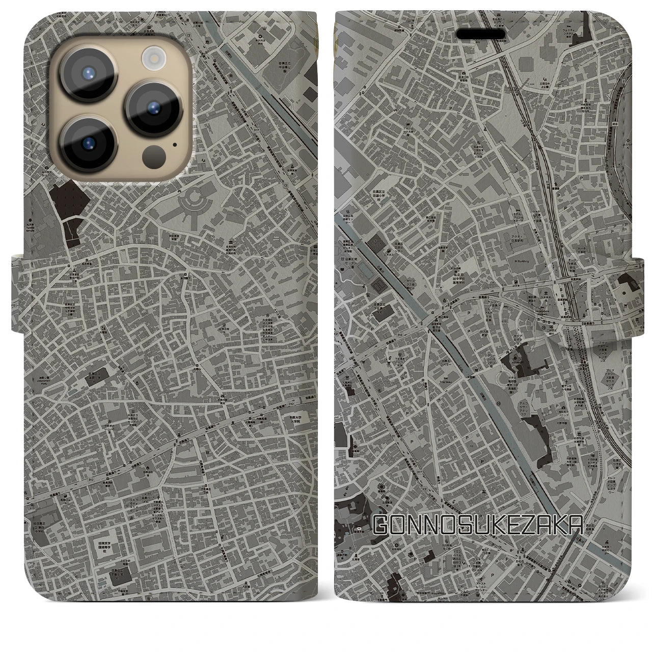 【権之助坂(東京都)】地図柄iPhoneケース(手帳タイプ)