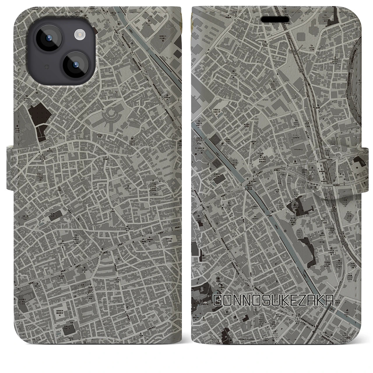 【権之助坂(東京都)】地図柄iPhoneケース(手帳タイプ)