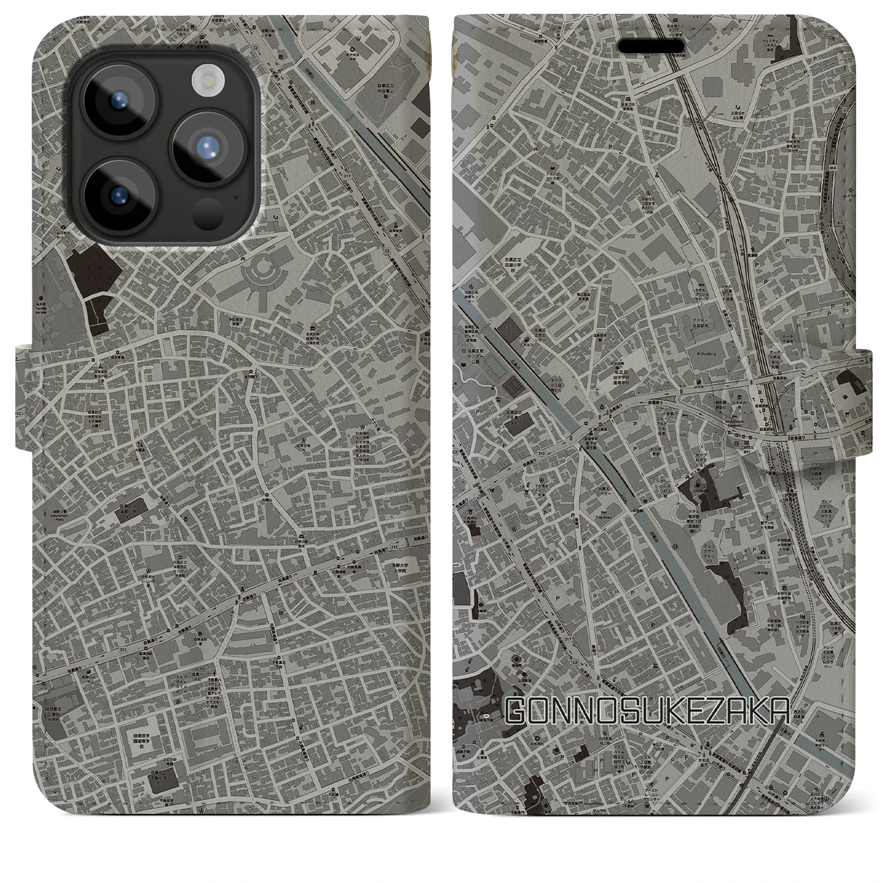 【権之助坂(東京都)】地図柄iPhoneケース(手帳タイプ)