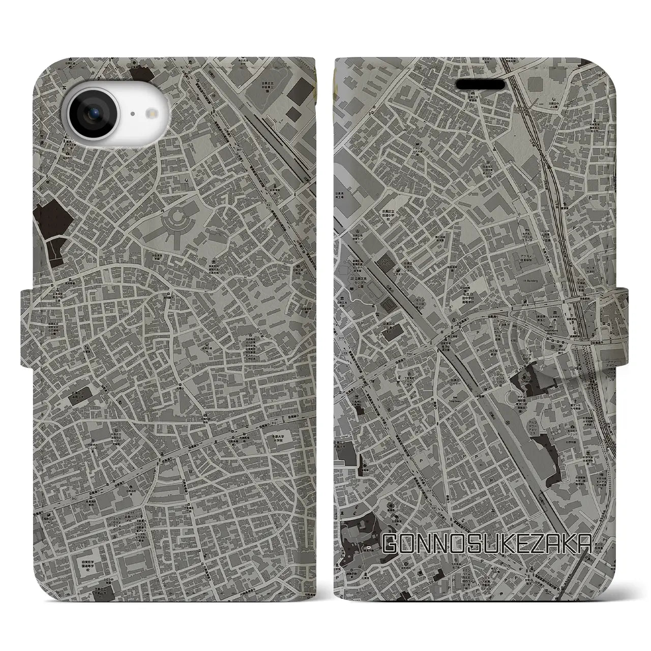 【権之助坂(東京都)】地図柄iPhoneケース(手帳タイプ)