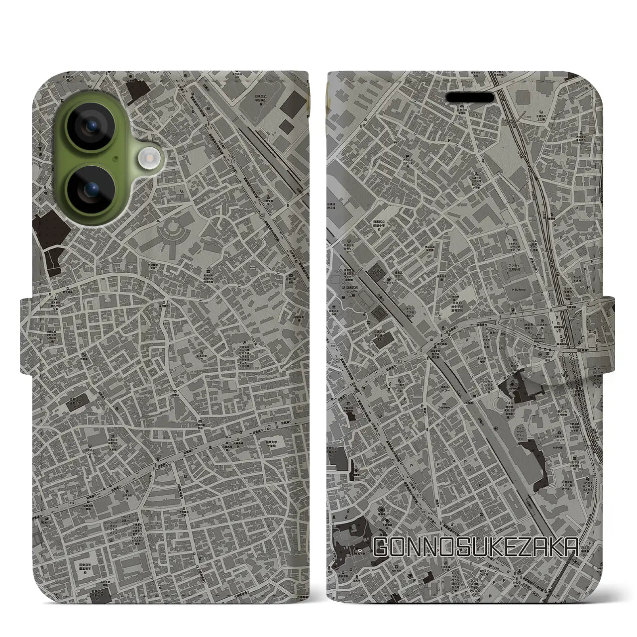 【権之助坂(東京都)】地図柄iPhoneケース(手帳タイプ)