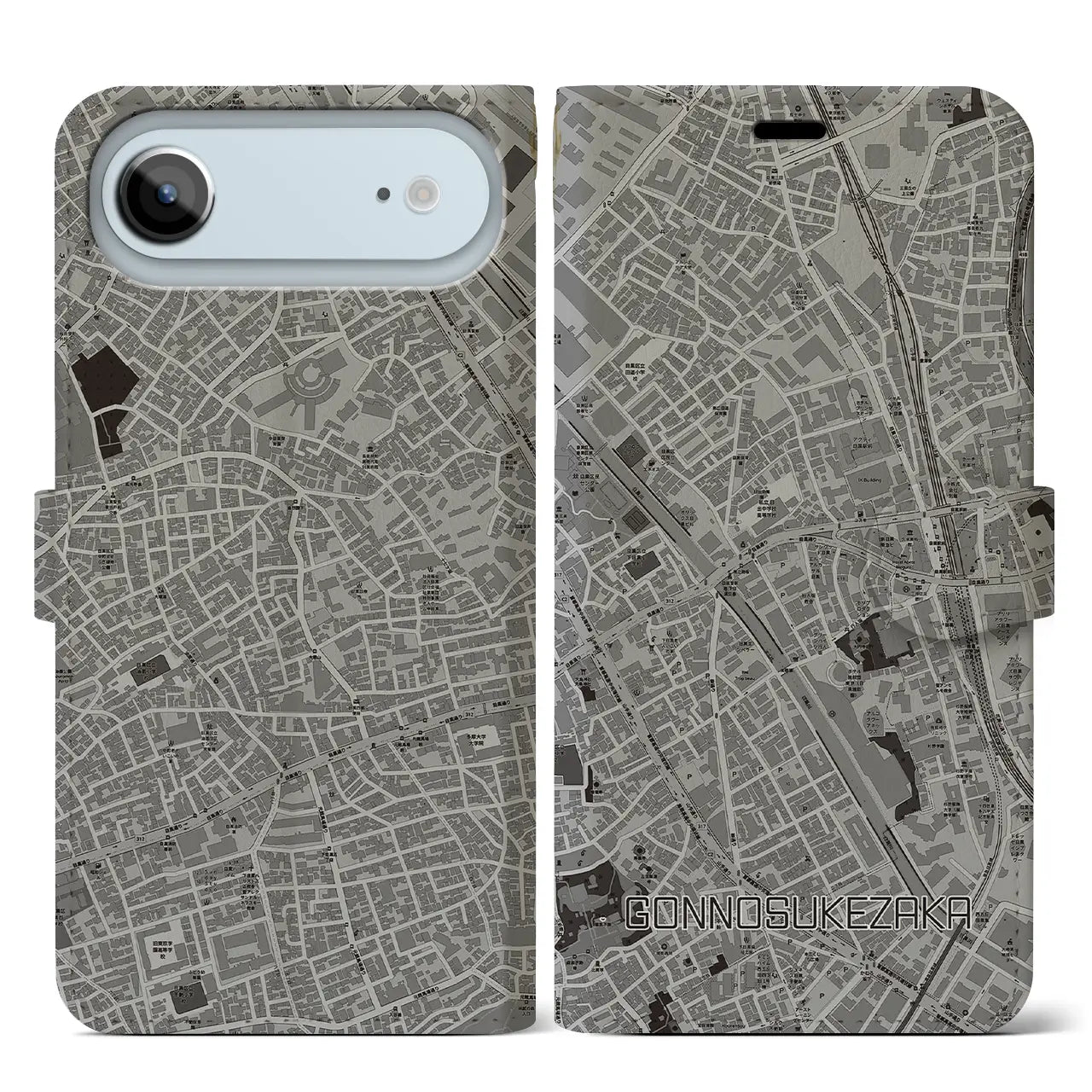 【権之助坂(東京都)】地図柄iPhoneケース(手帳タイプ)