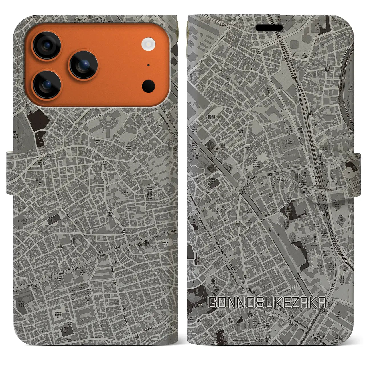 【権之助坂(東京都)】地図柄iPhoneケース(手帳タイプ)