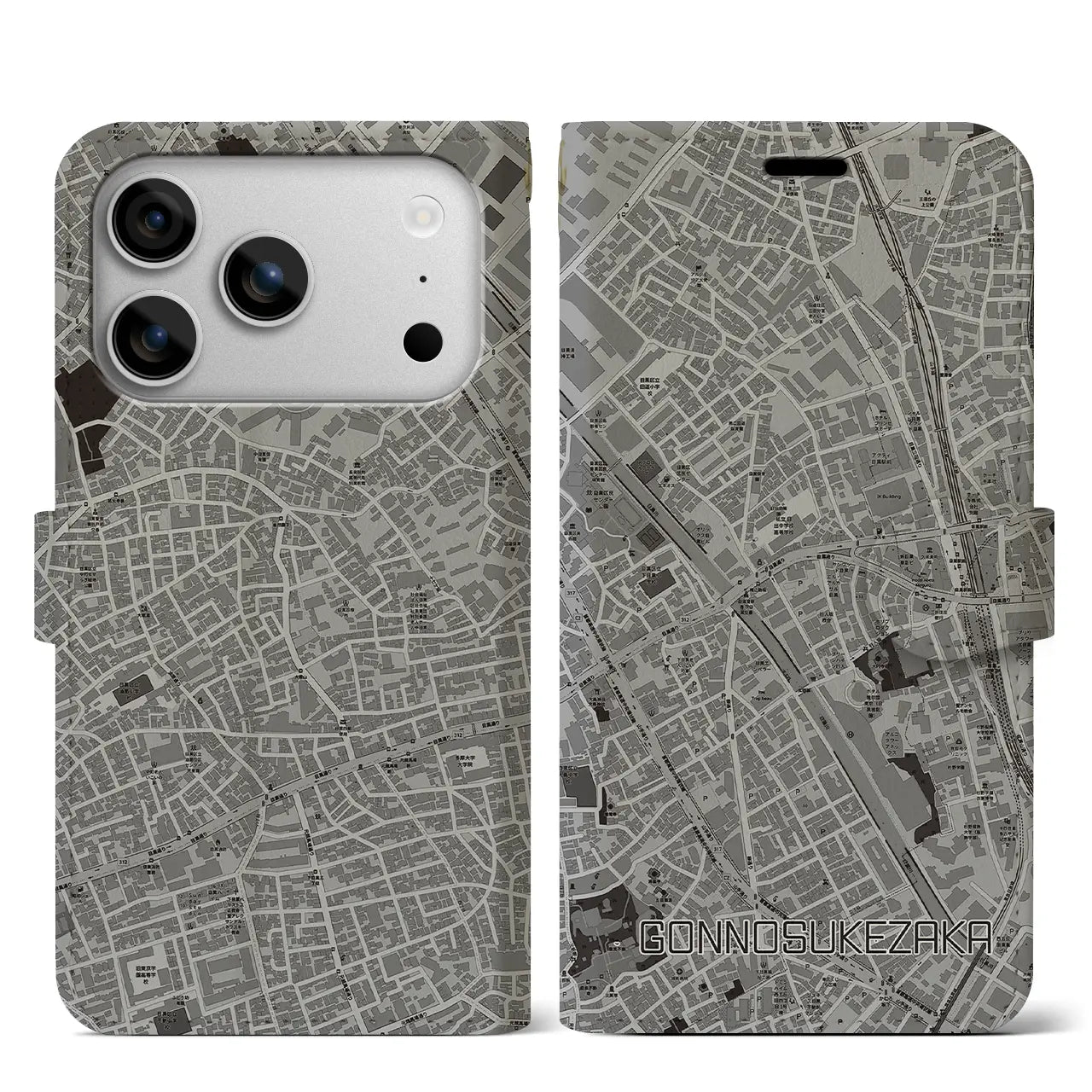 【権之助坂(東京都)】地図柄iPhoneケース(手帳タイプ)