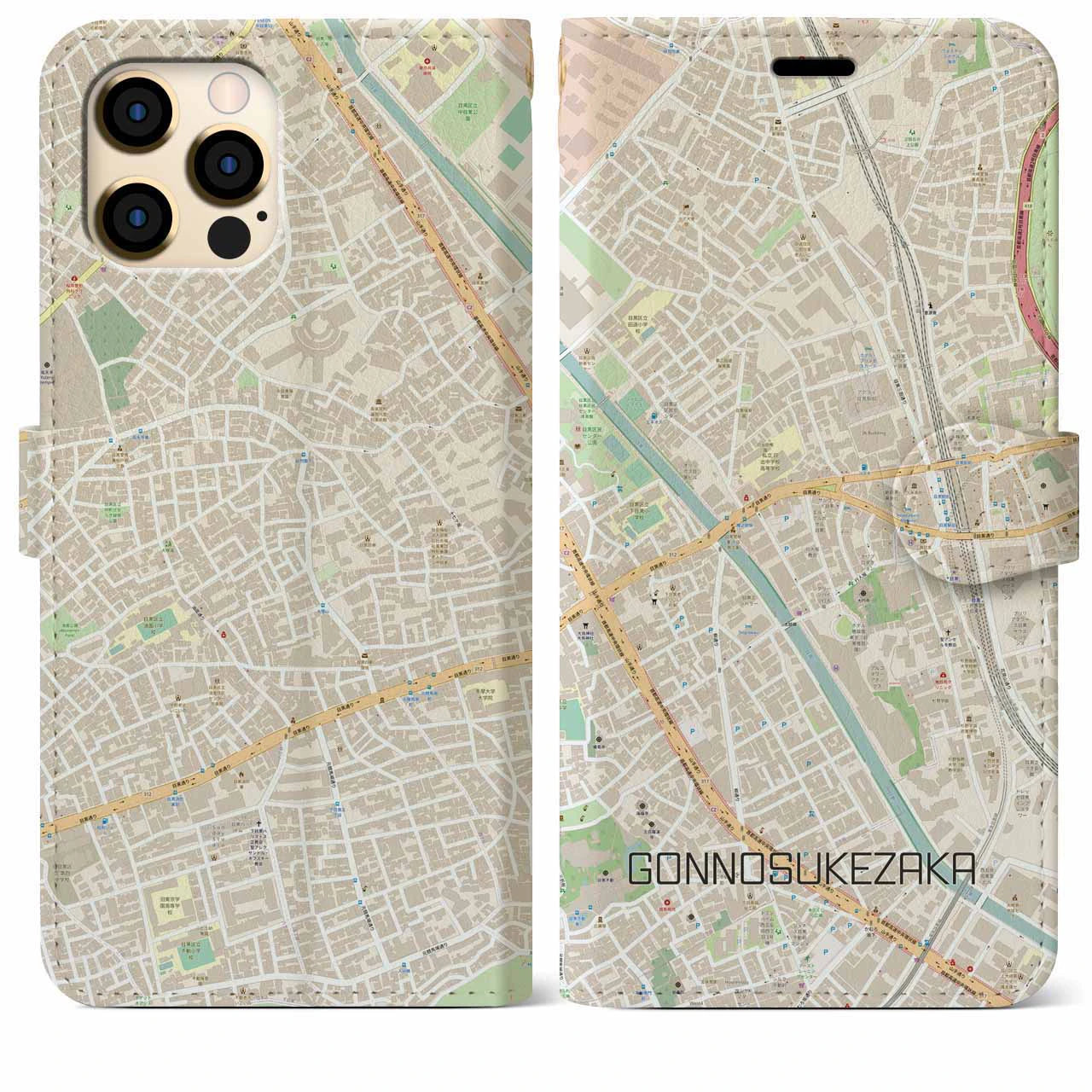 【権之助坂(東京都)】地図柄iPhoneケース(手帳タイプ)