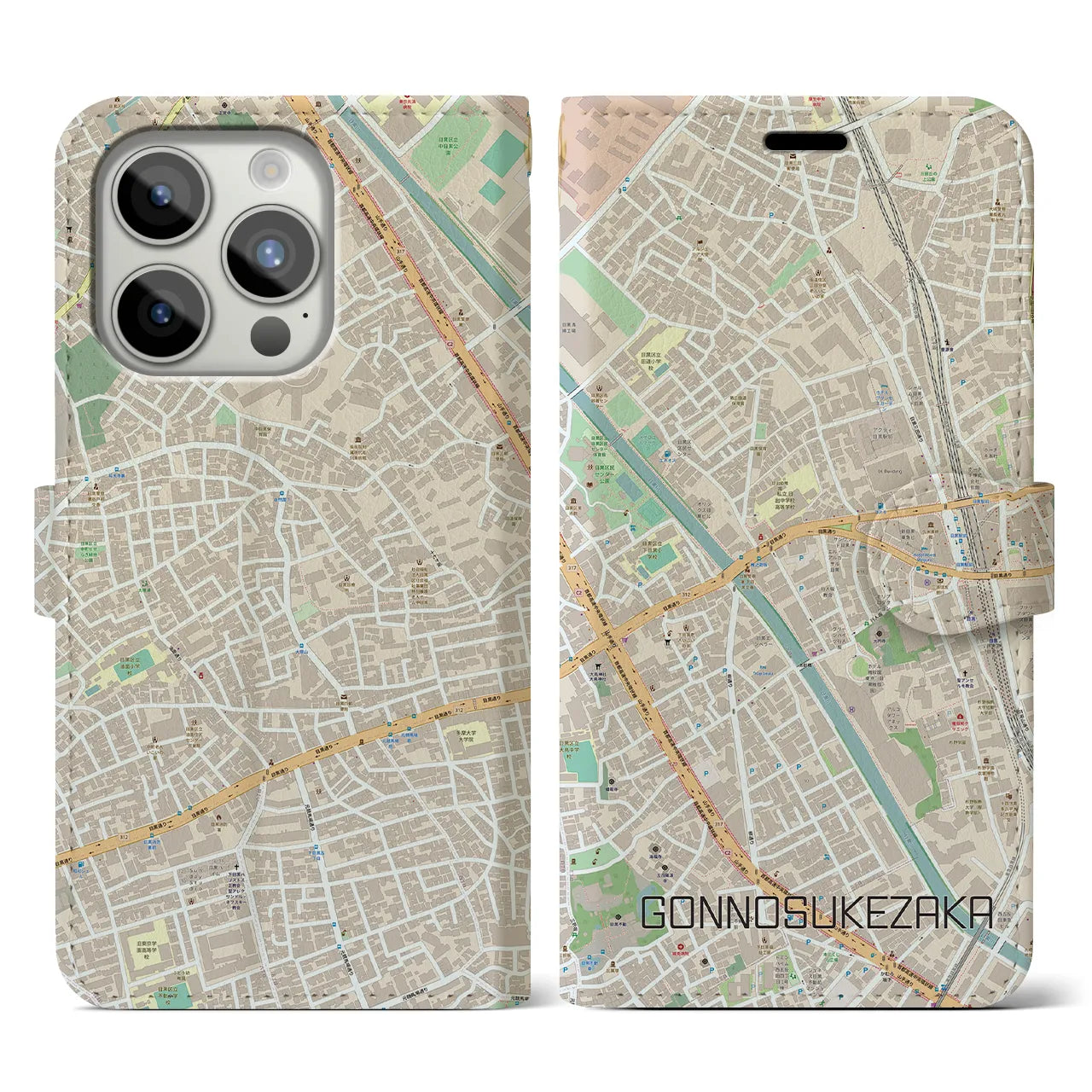 【権之助坂(東京都)】地図柄iPhoneケース(手帳タイプ)