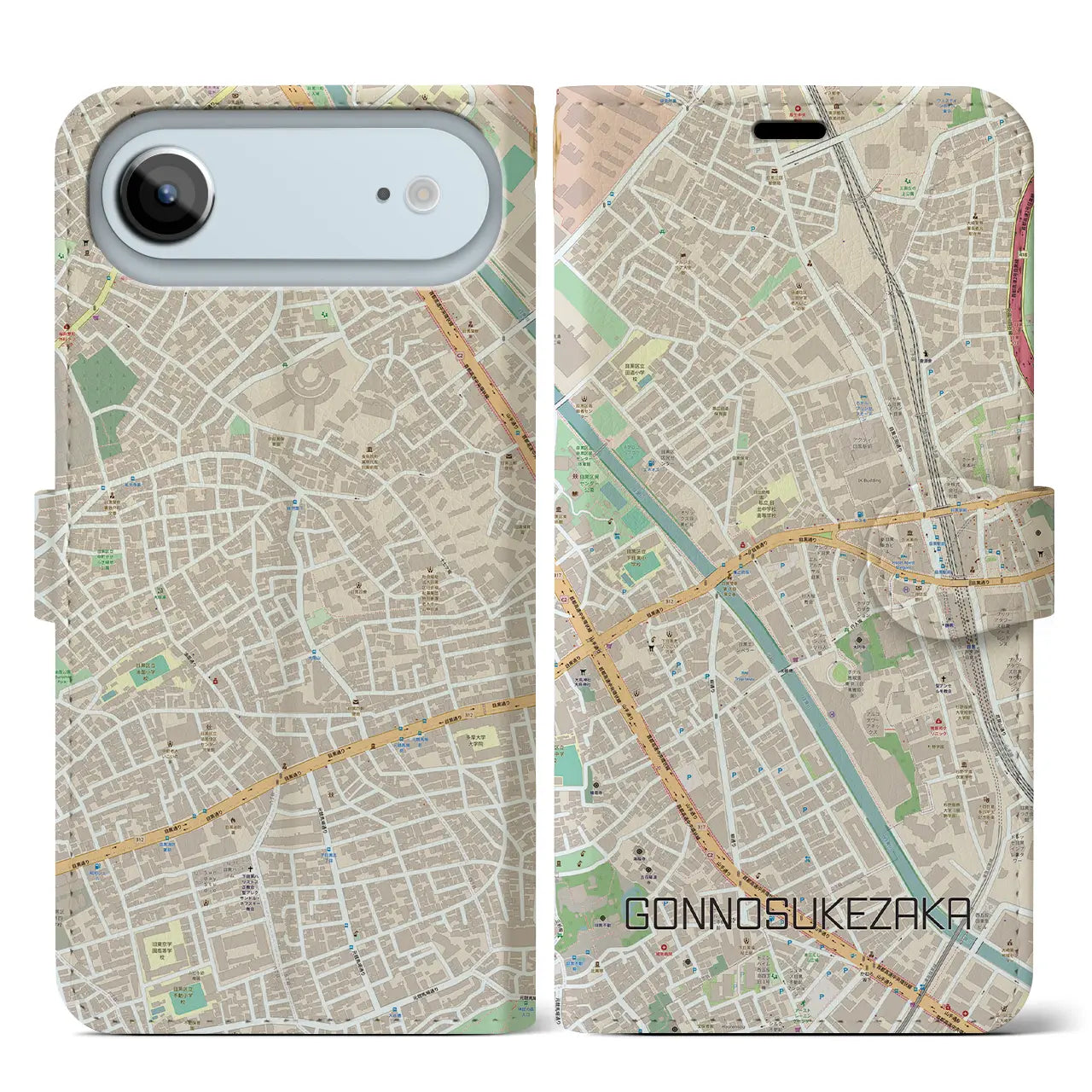 【権之助坂(東京都)】地図柄iPhoneケース(手帳タイプ)