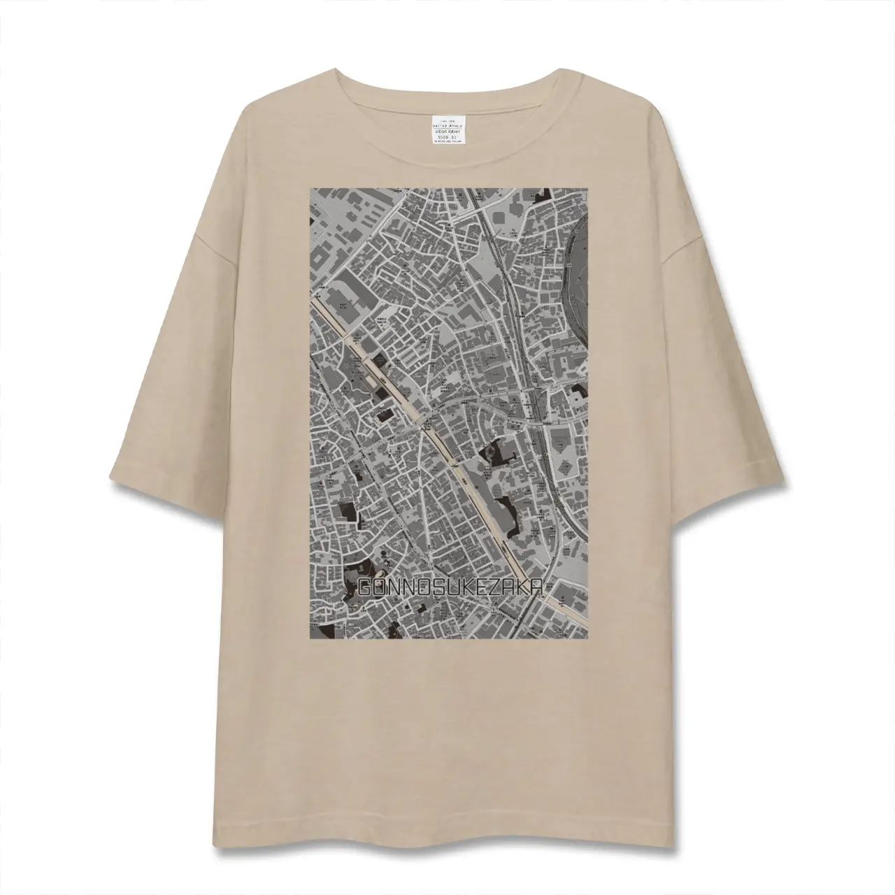 【権之助坂(東京都)】地図柄ビッグシルエットTシャツ