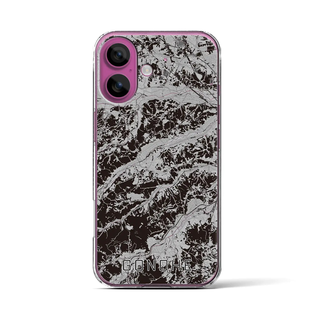 【五戸(青森県)】地図柄iPhoneケース(クリアタイプ)モノトーン・iPhone 16 Pro 用
