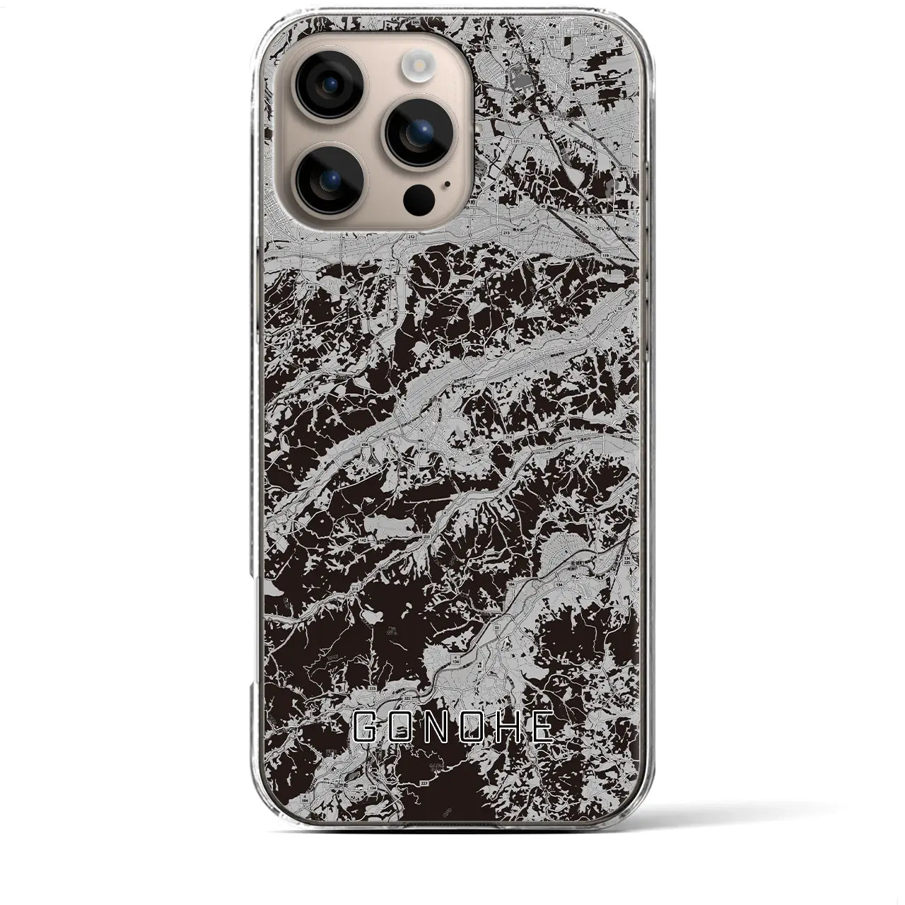 【五戸(青森県)】地図柄iPhoneケース(クリアタイプ)モノトーン・iPhone 16 Plus 用