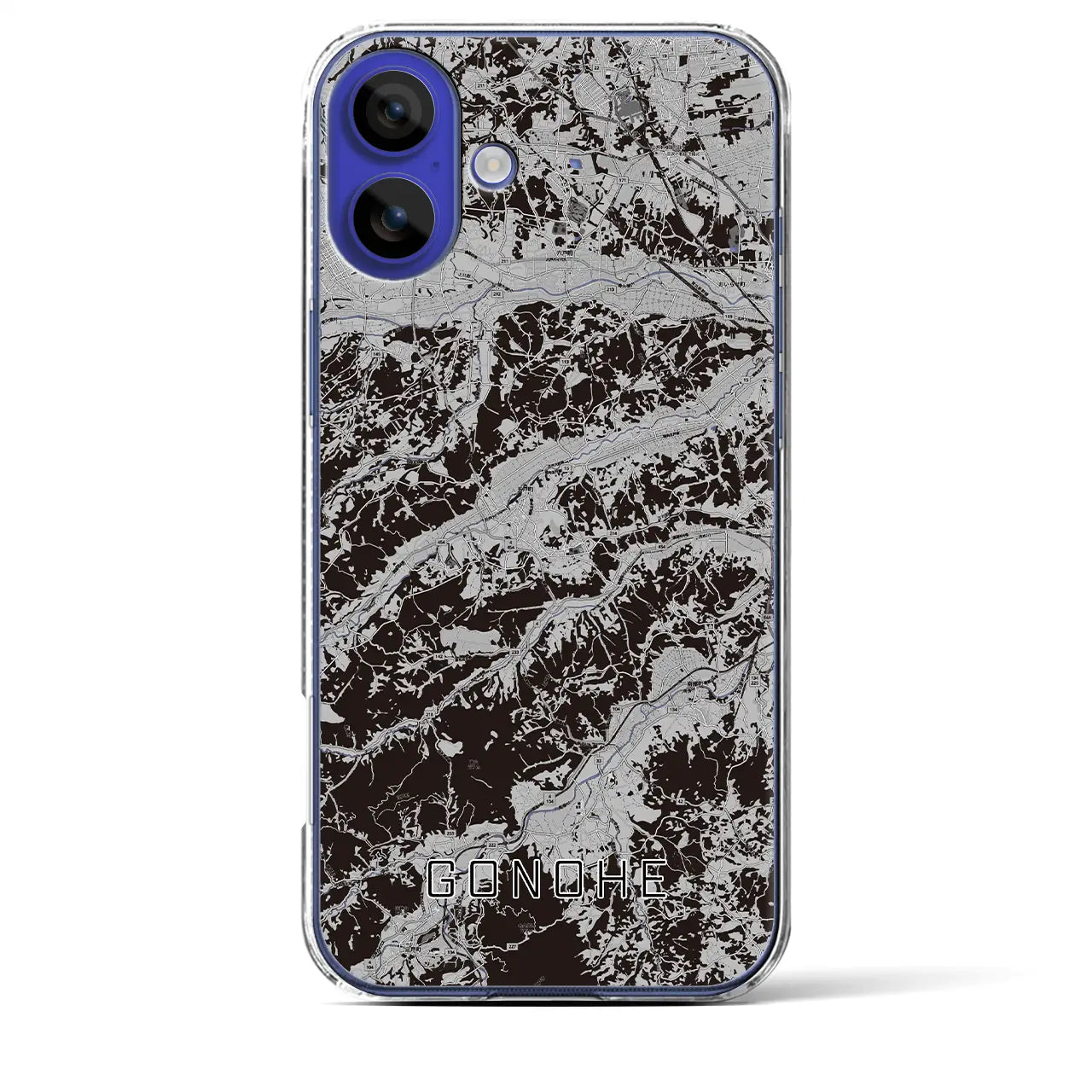【五戸(青森県)】地図柄iPhoneケース(クリアタイプ)モノトーン・iPhone 16 Pro Max 用