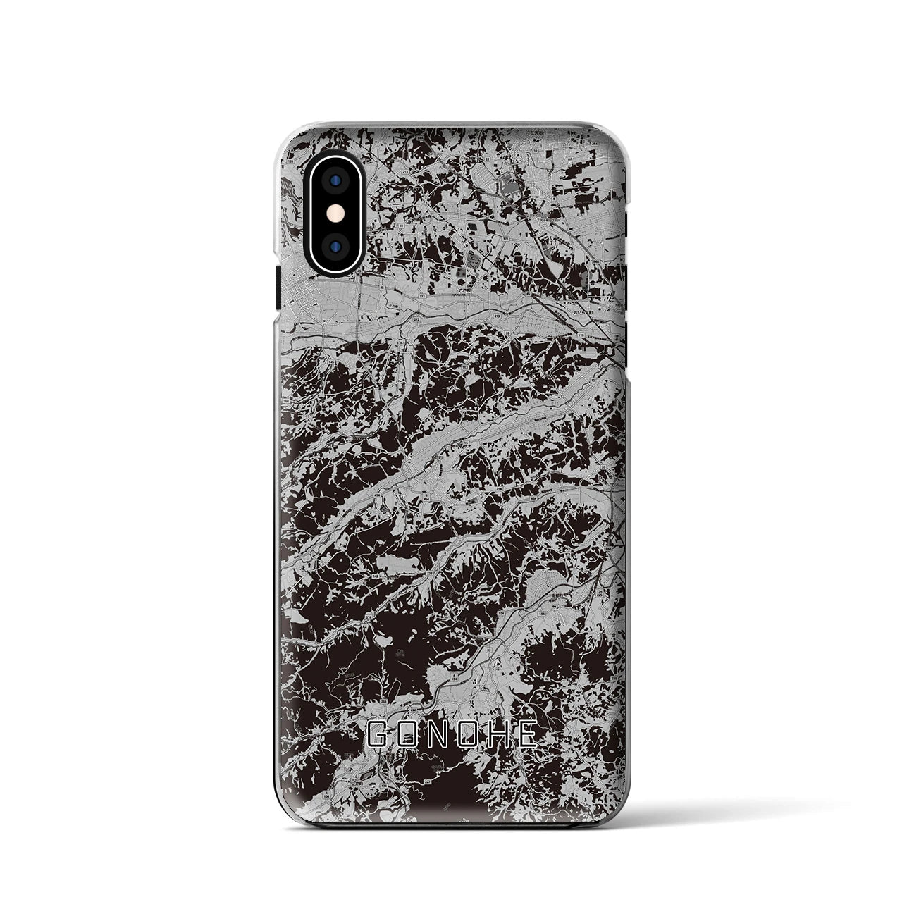 【五戸(青森県)】地図柄iPhoneケース(クリアタイプ)モノトーン・iPhone XS / X 用