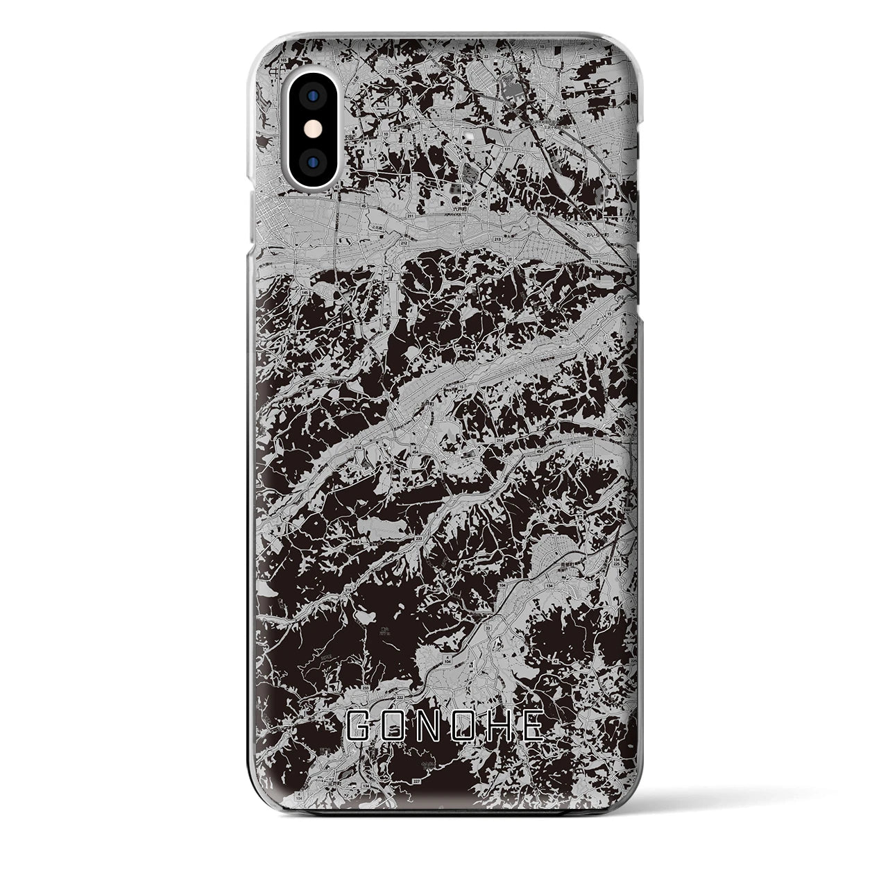【五戸(青森県)】地図柄iPhoneケース(クリアタイプ)モノトーン・iPhone XS Max 用