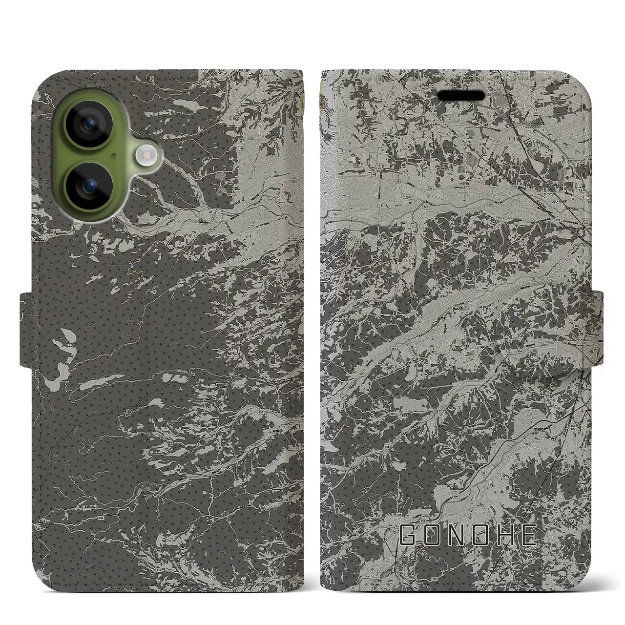 【五戸(青森県)】地図柄iPhoneケース(手帳タイプ)