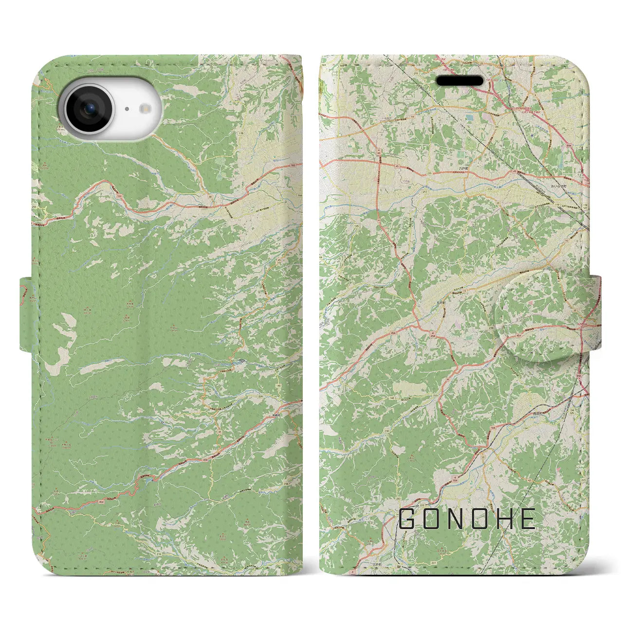 【五戸(青森県)】地図柄iPhoneケース(手帳タイプ)