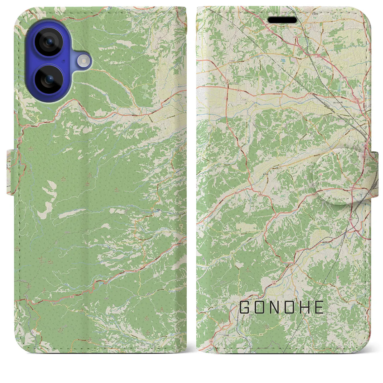 【五戸(青森県)】地図柄iPhoneケース(手帳タイプ)