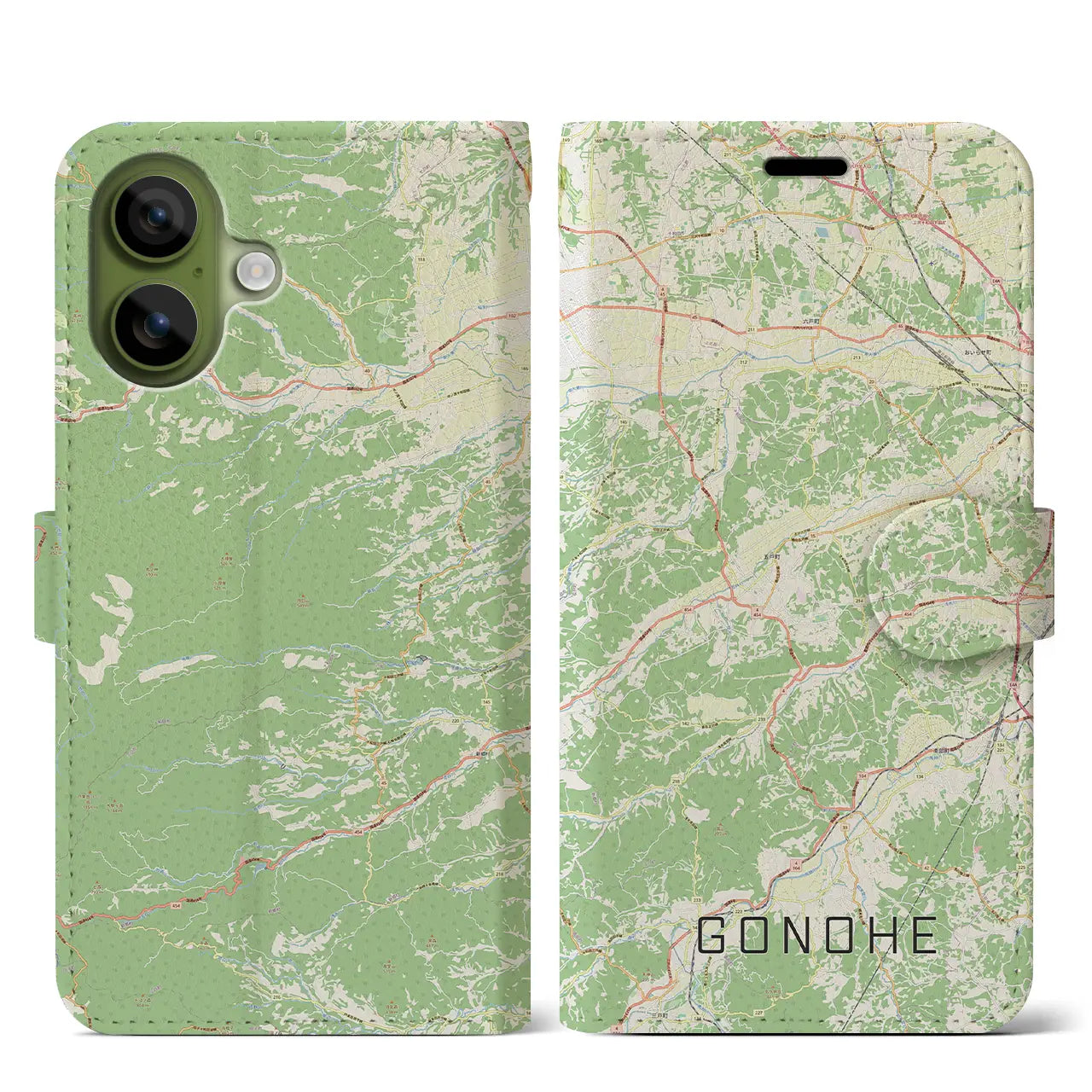 【五戸(青森県)】地図柄iPhoneケース(手帳タイプ)