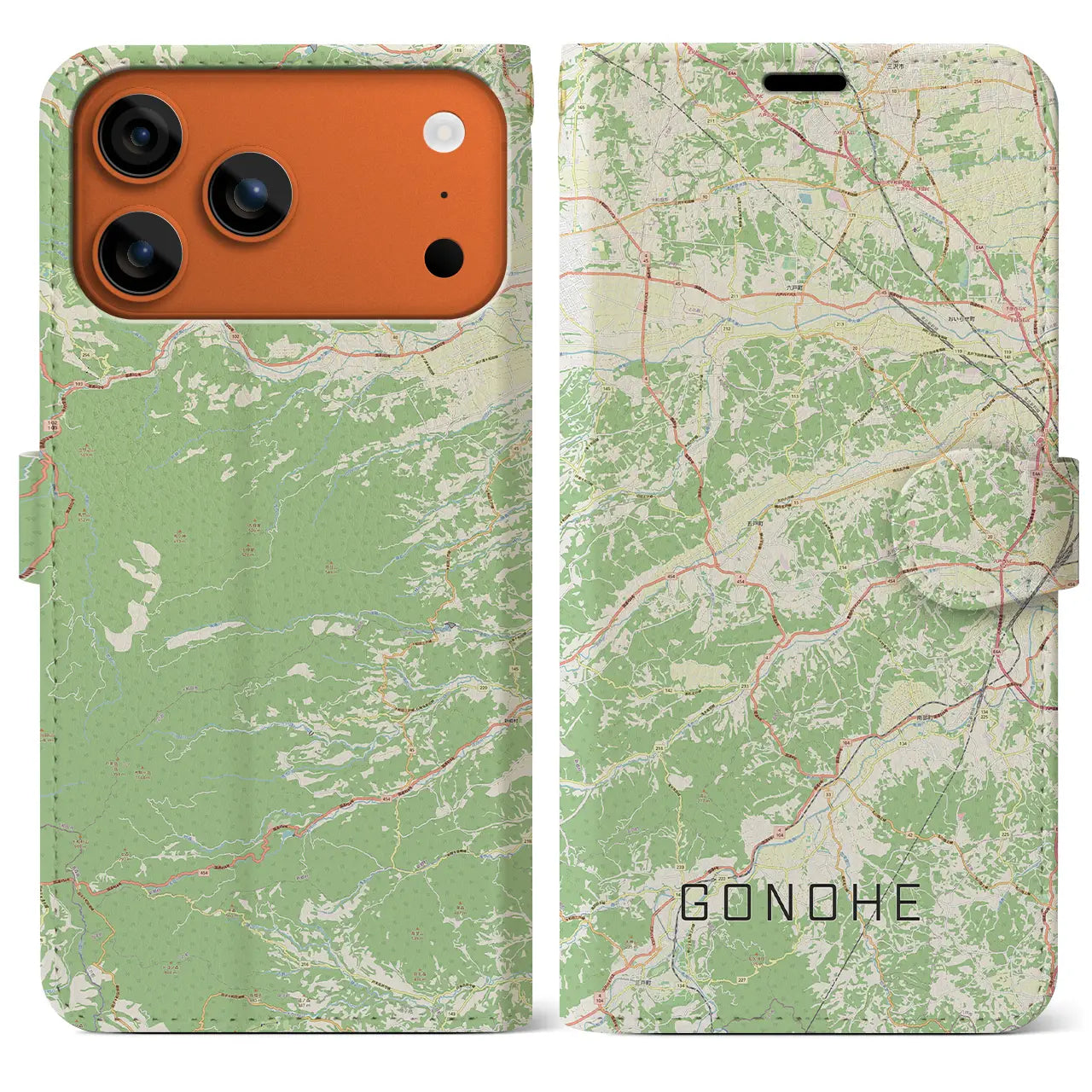 【五戸(青森県)】地図柄iPhoneケース(手帳タイプ)