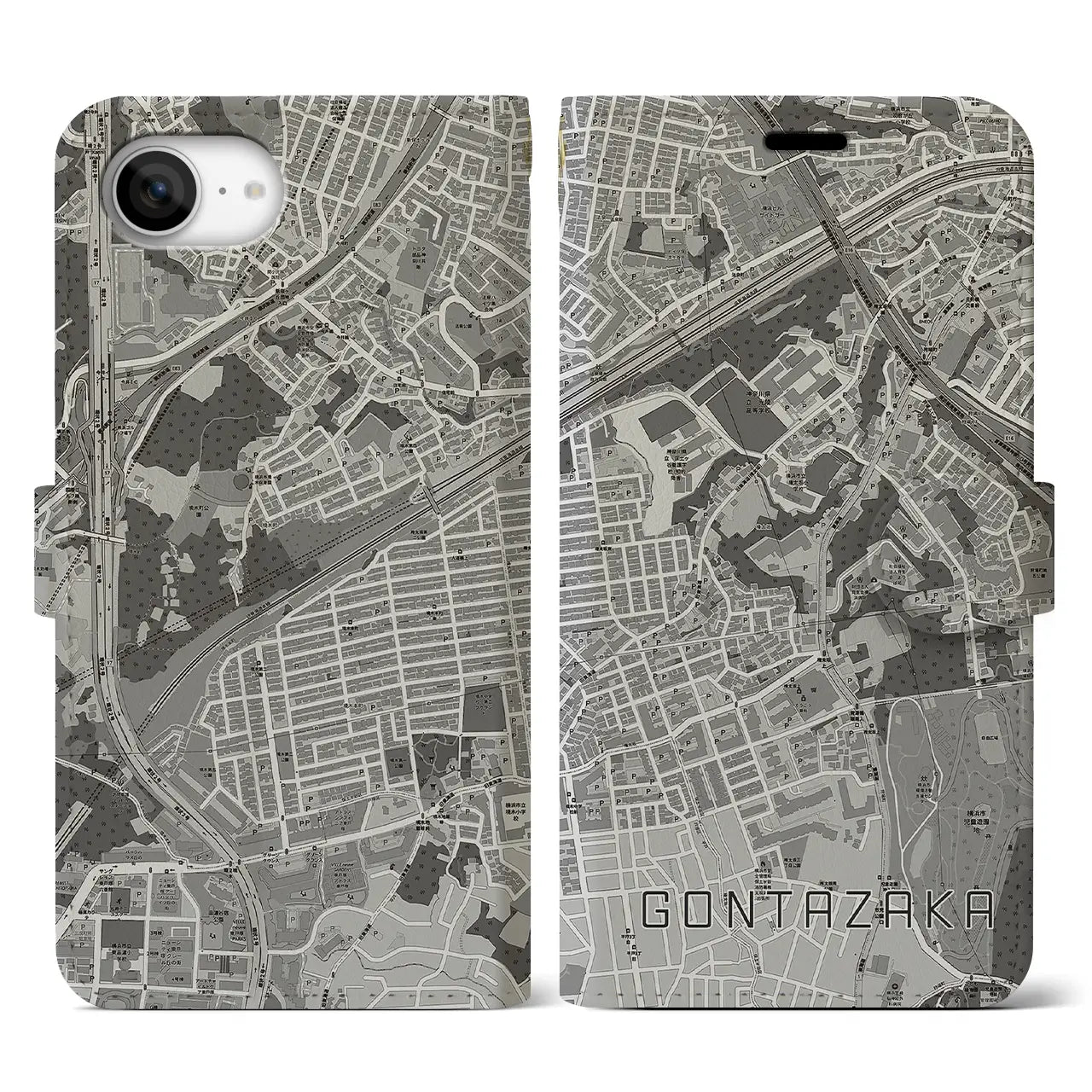 【権太坂(神奈川県)】地図柄iPhoneケース(手帳タイプ)