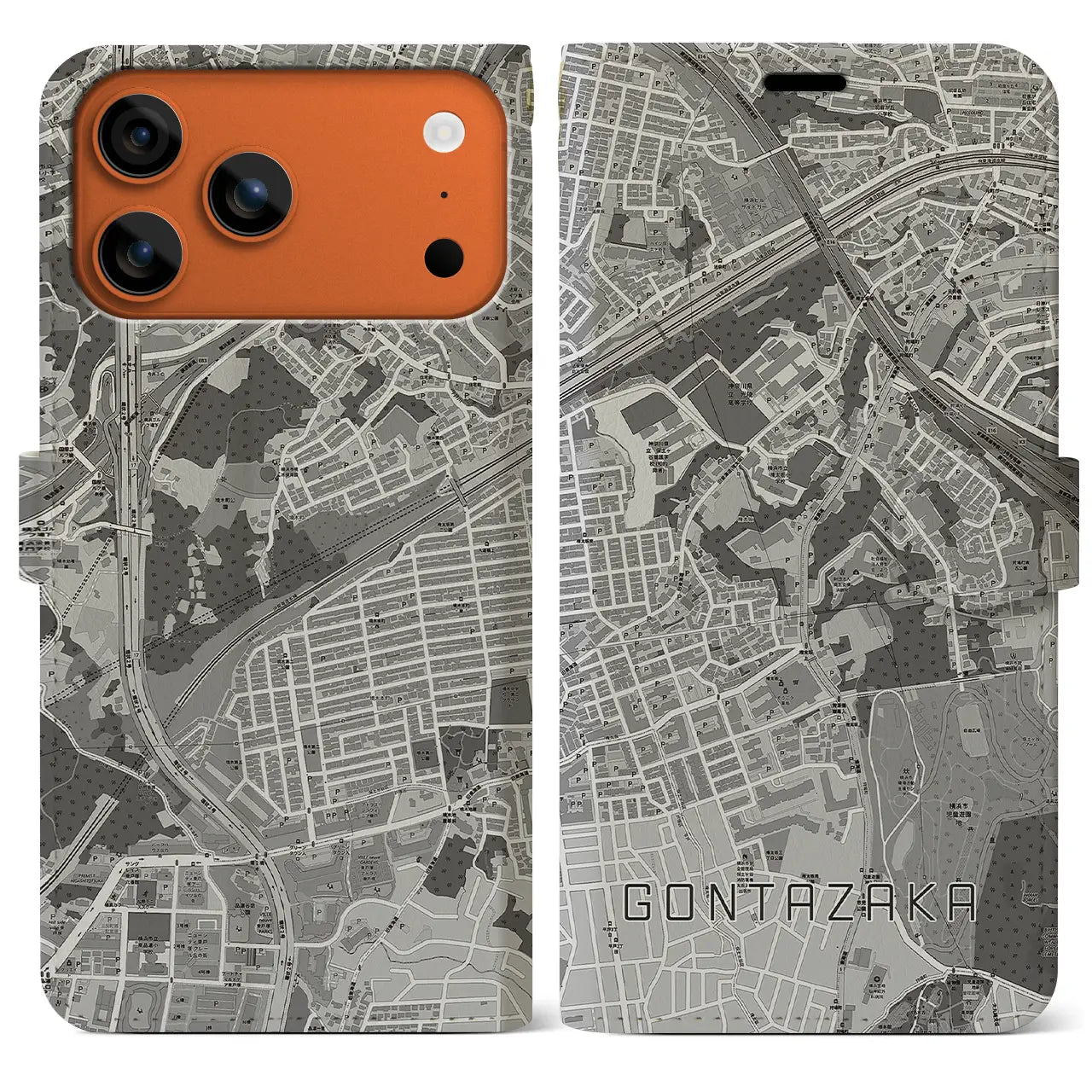 【権太坂(神奈川県)】地図柄iPhoneケース(手帳タイプ)