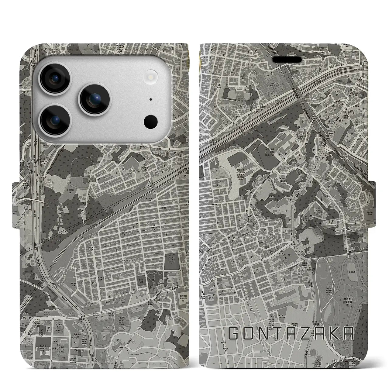 【権太坂(神奈川県)】地図柄iPhoneケース(手帳タイプ)