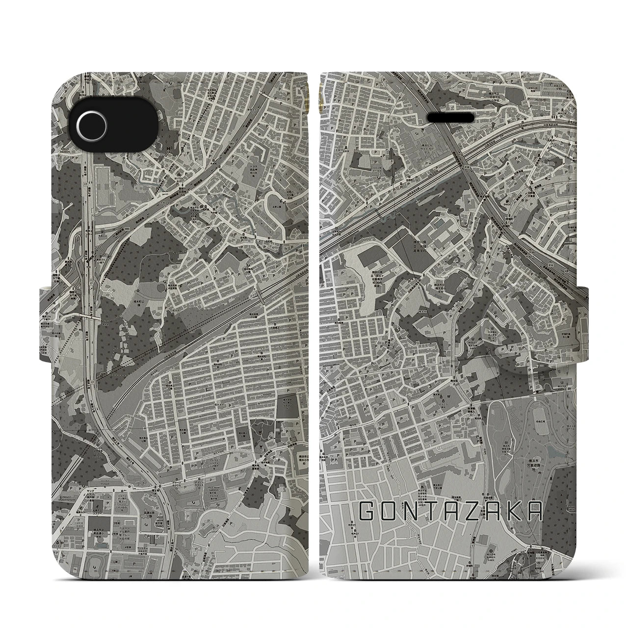 【権太坂(神奈川県)】地図柄iPhoneケース(手帳タイプ)