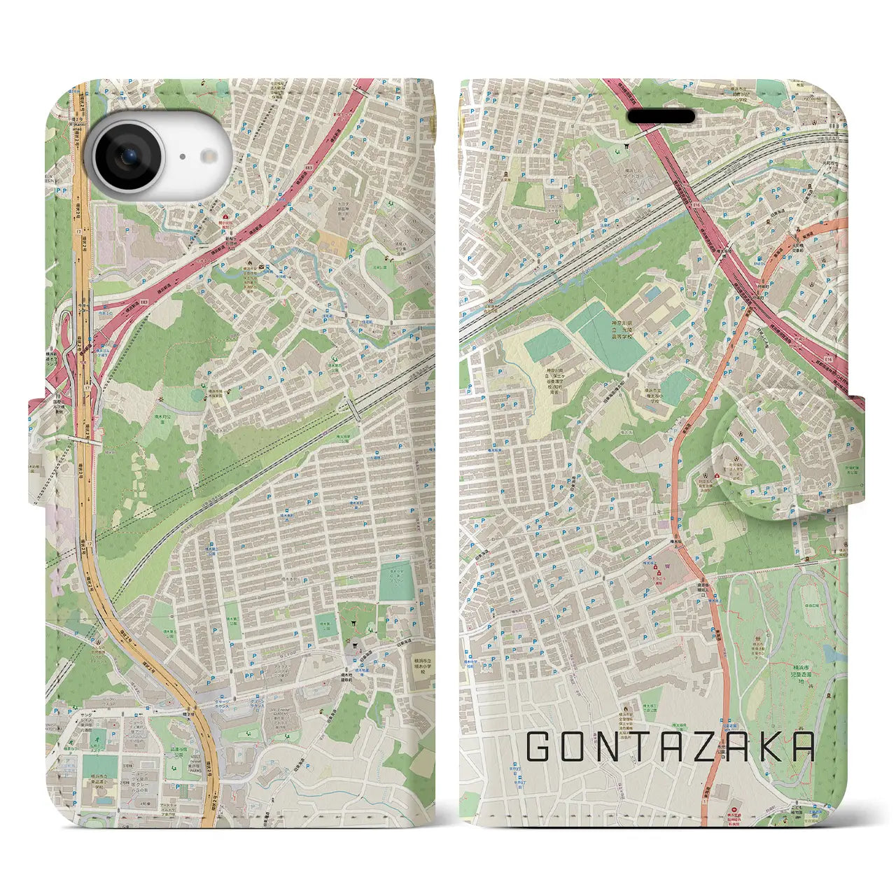 【権太坂(神奈川県)】地図柄iPhoneケース(手帳タイプ)