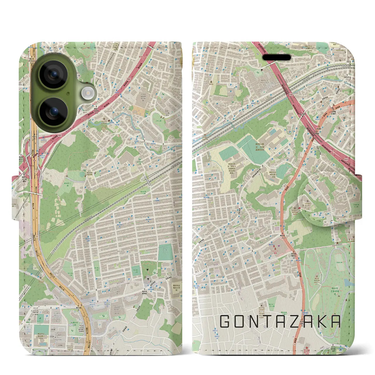 【権太坂(神奈川県)】地図柄iPhoneケース(手帳タイプ)