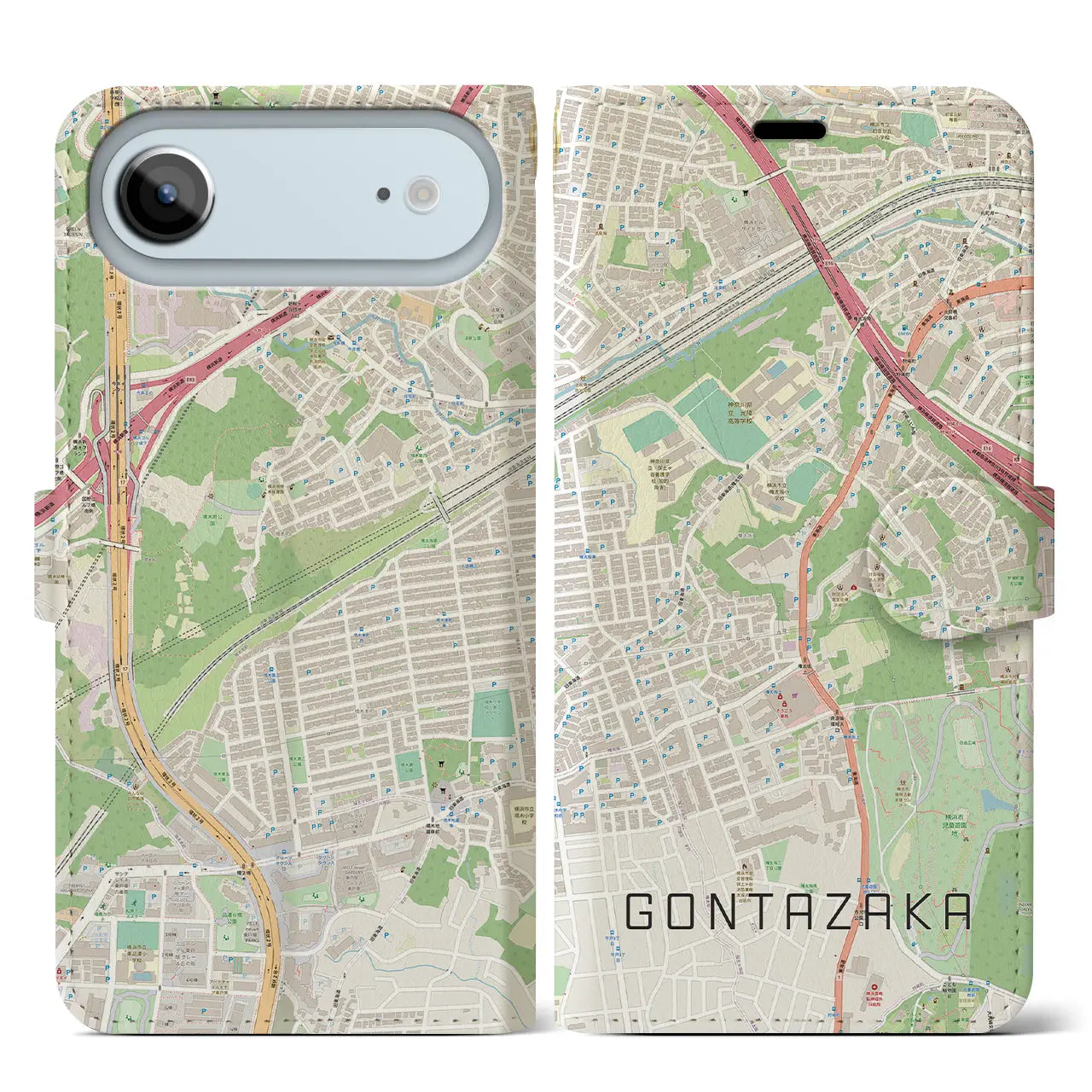 【権太坂(神奈川県)】地図柄iPhoneケース(手帳タイプ)