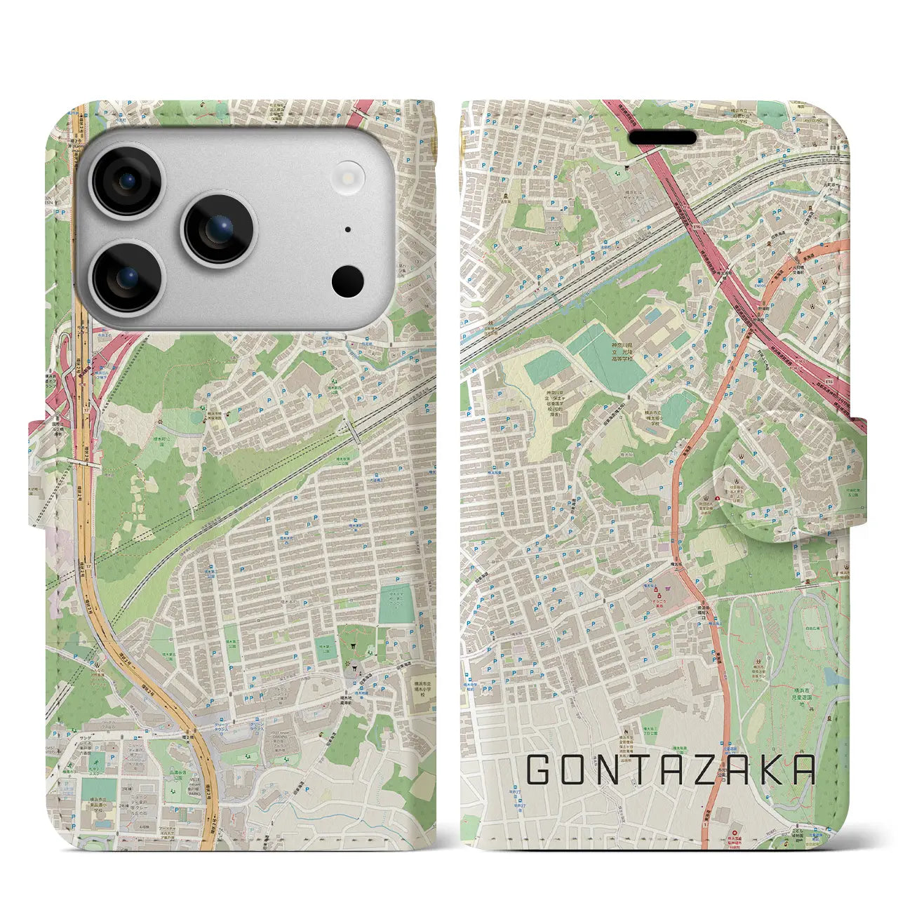 【権太坂(神奈川県)】地図柄iPhoneケース(手帳タイプ)