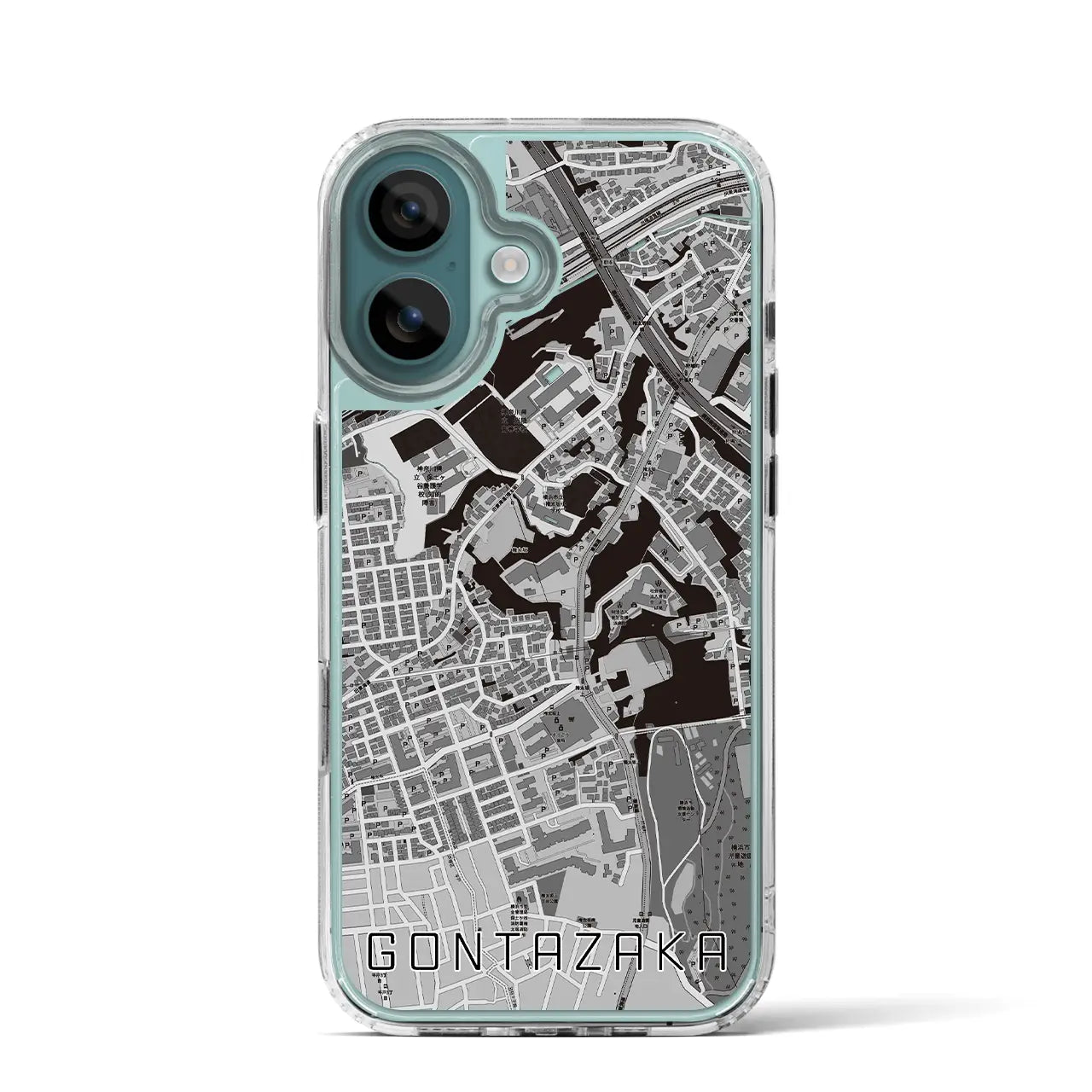 【権太坂(神奈川県)】地図柄iPhoneケース(MagSafeタイプ)モノトーン・iPhone 16 Pro 用