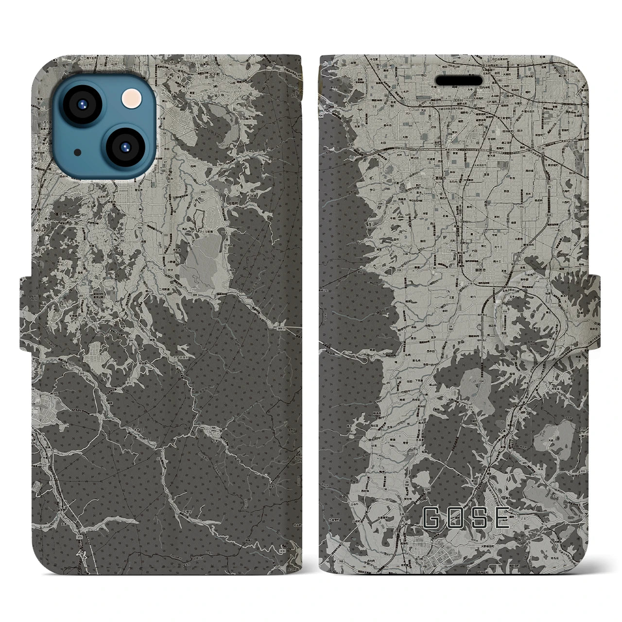 【御所(奈良県)】地図柄iPhoneケース(手帳タイプ)