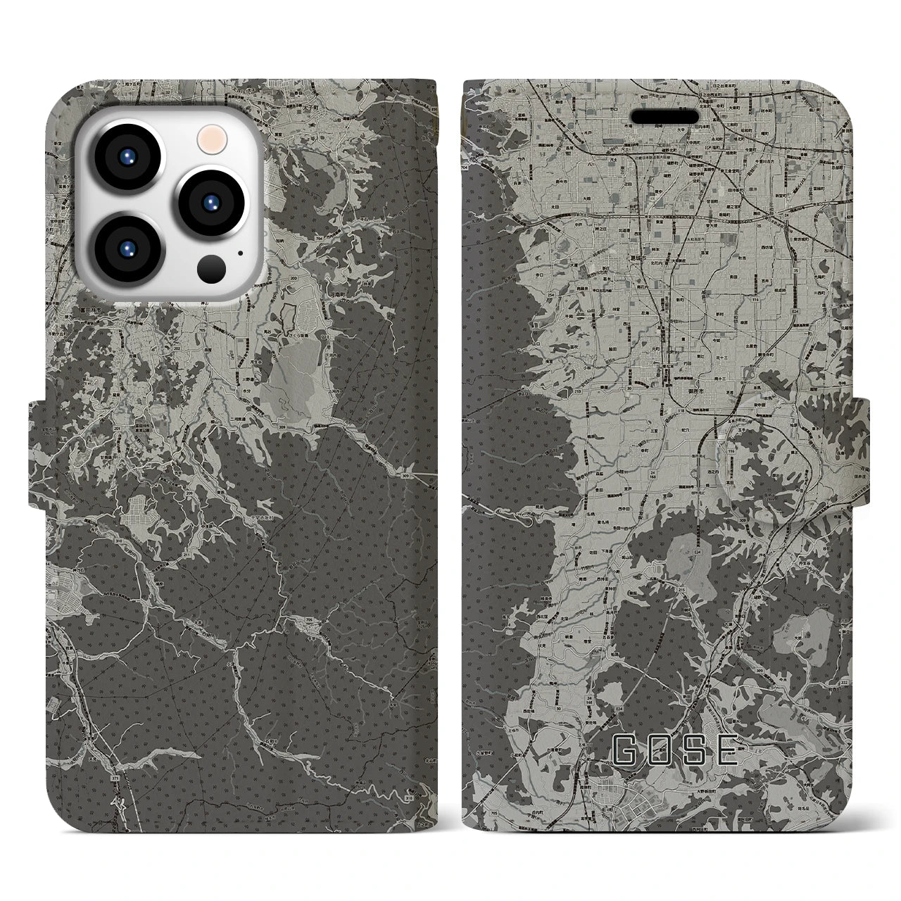 【御所(奈良県)】地図柄iPhoneケース(手帳タイプ)