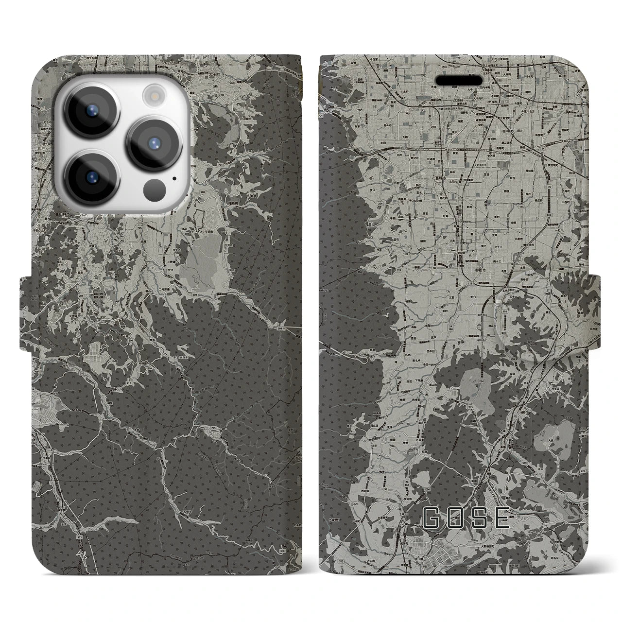 【御所(奈良県)】地図柄iPhoneケース(手帳タイプ)