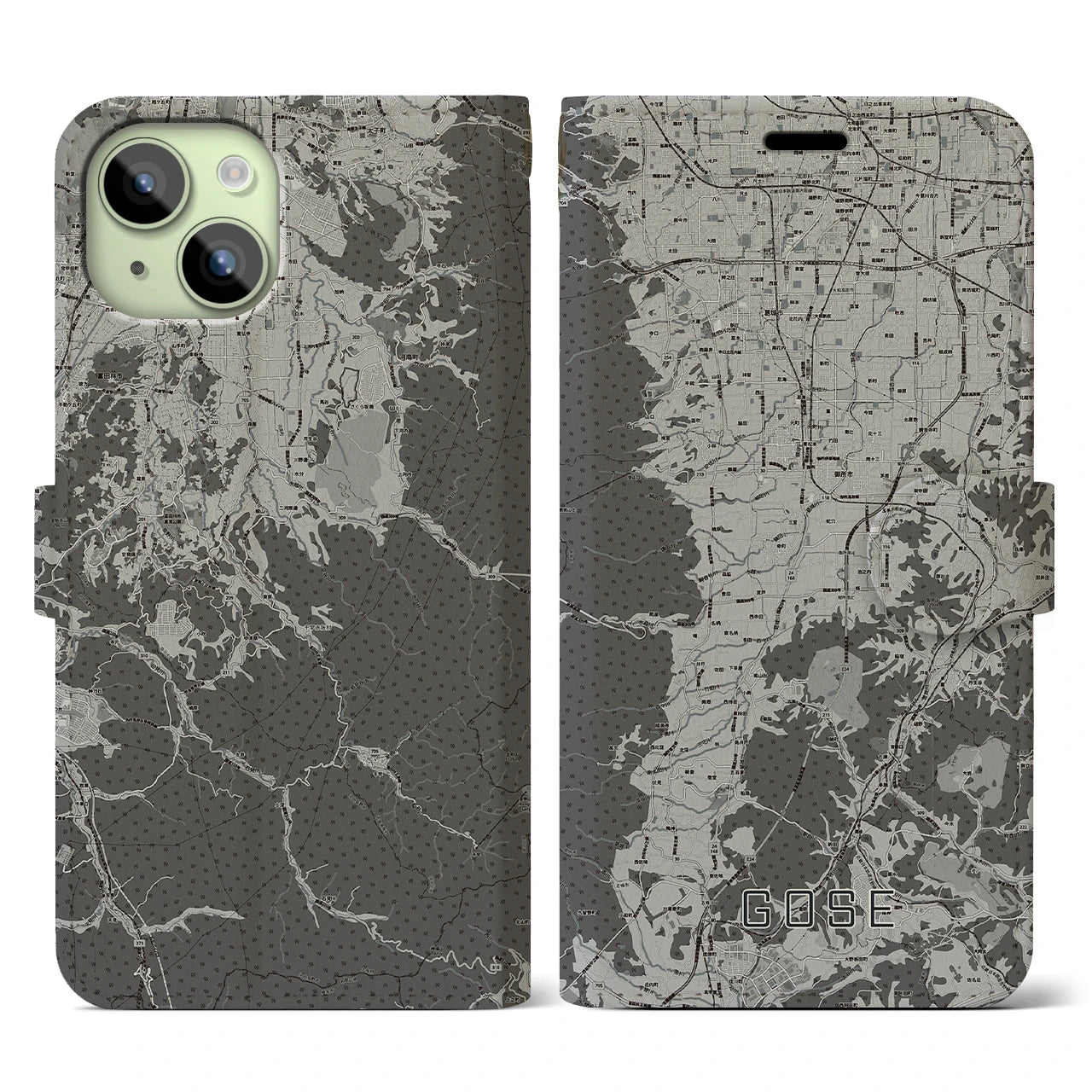 【御所(奈良県)】地図柄iPhoneケース(手帳タイプ)