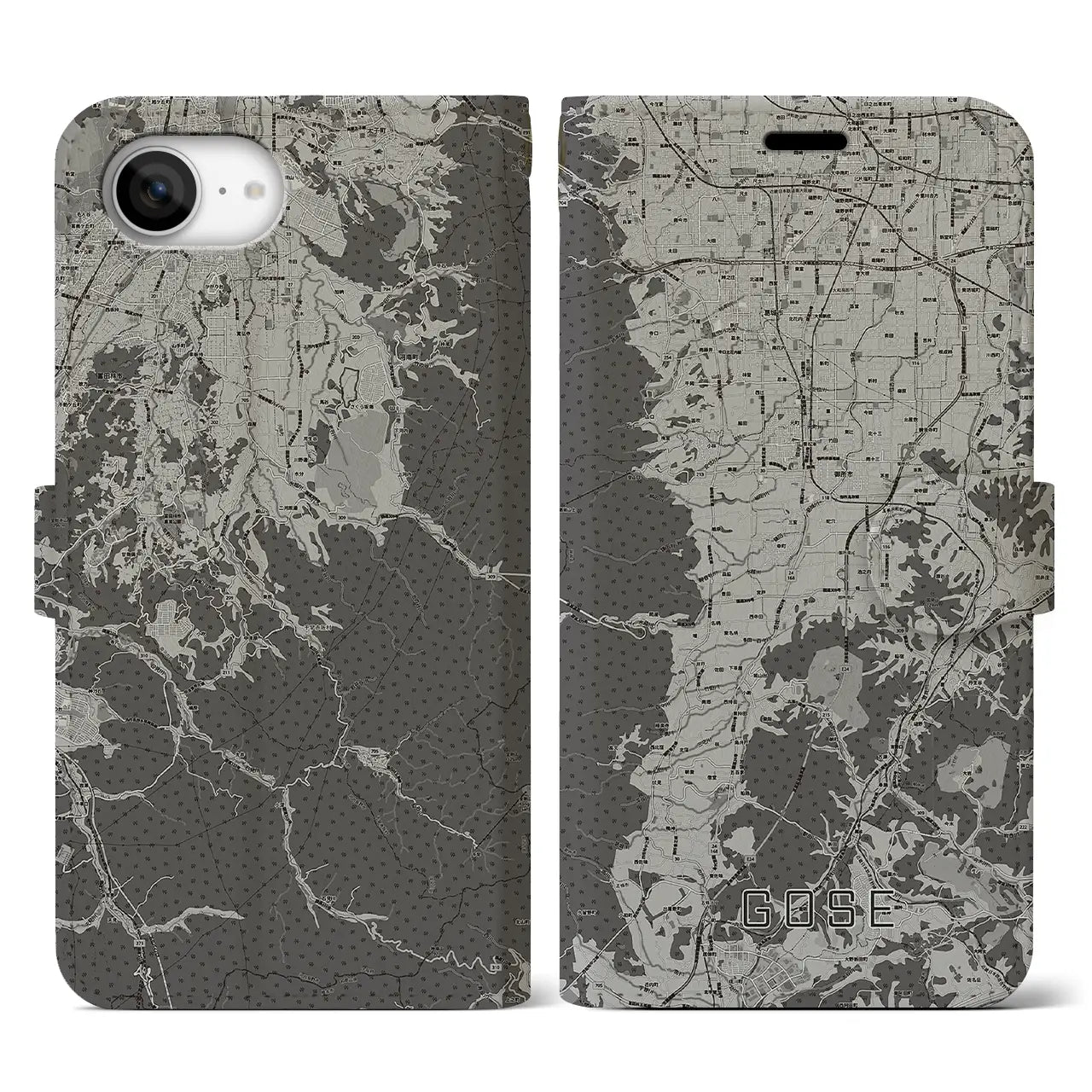 【御所(奈良県)】地図柄iPhoneケース(手帳タイプ)