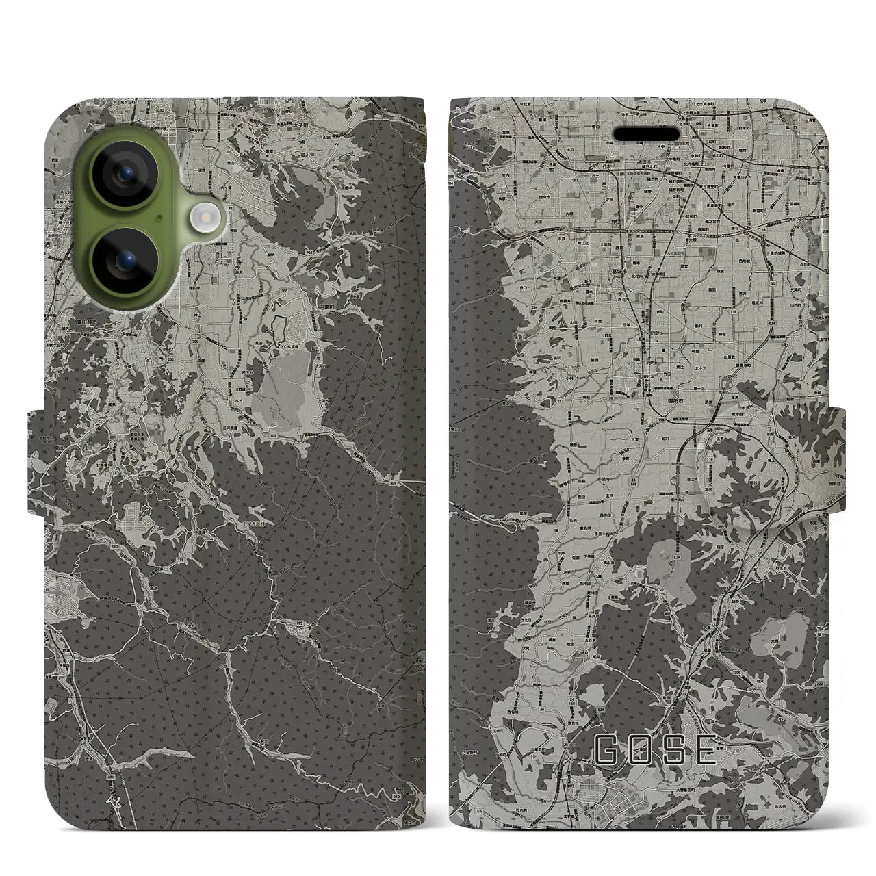 【御所(奈良県)】地図柄iPhoneケース(手帳タイプ)