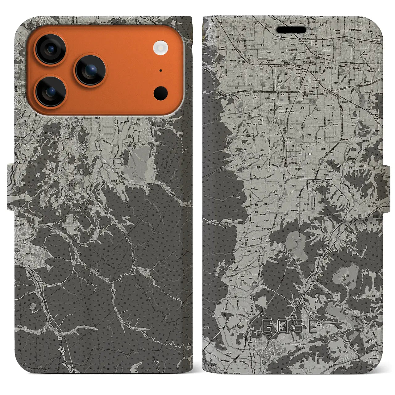 【御所(奈良県)】地図柄iPhoneケース(手帳タイプ)