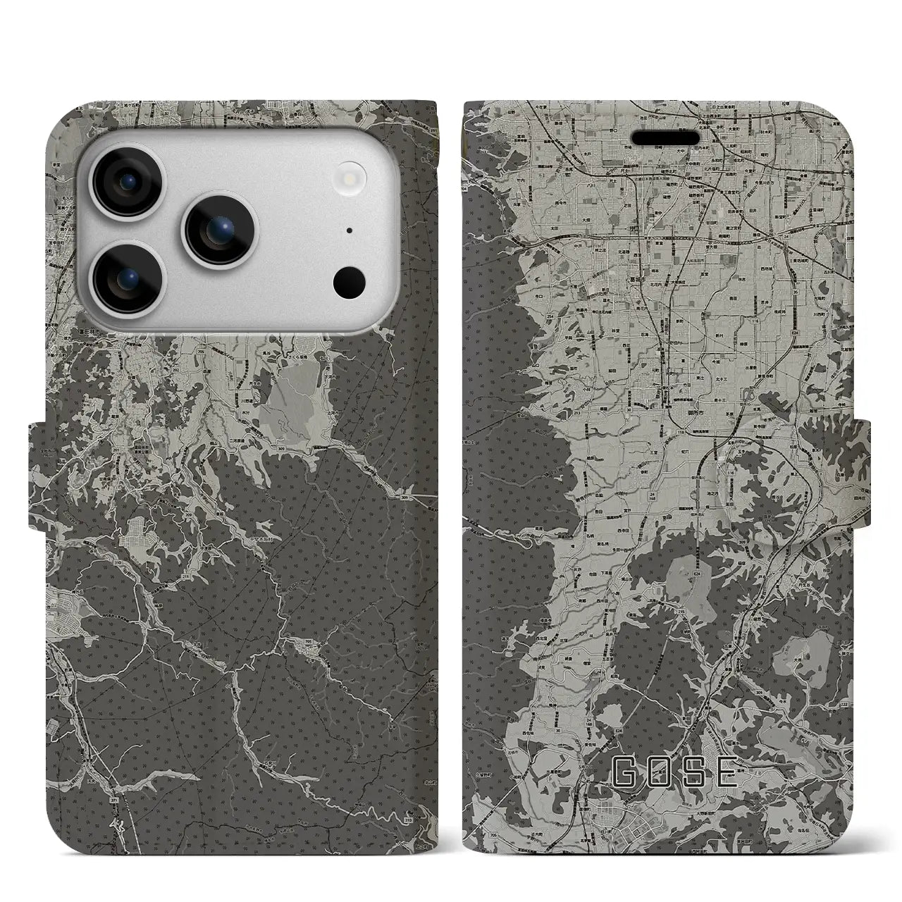 【御所(奈良県)】地図柄iPhoneケース(手帳タイプ)