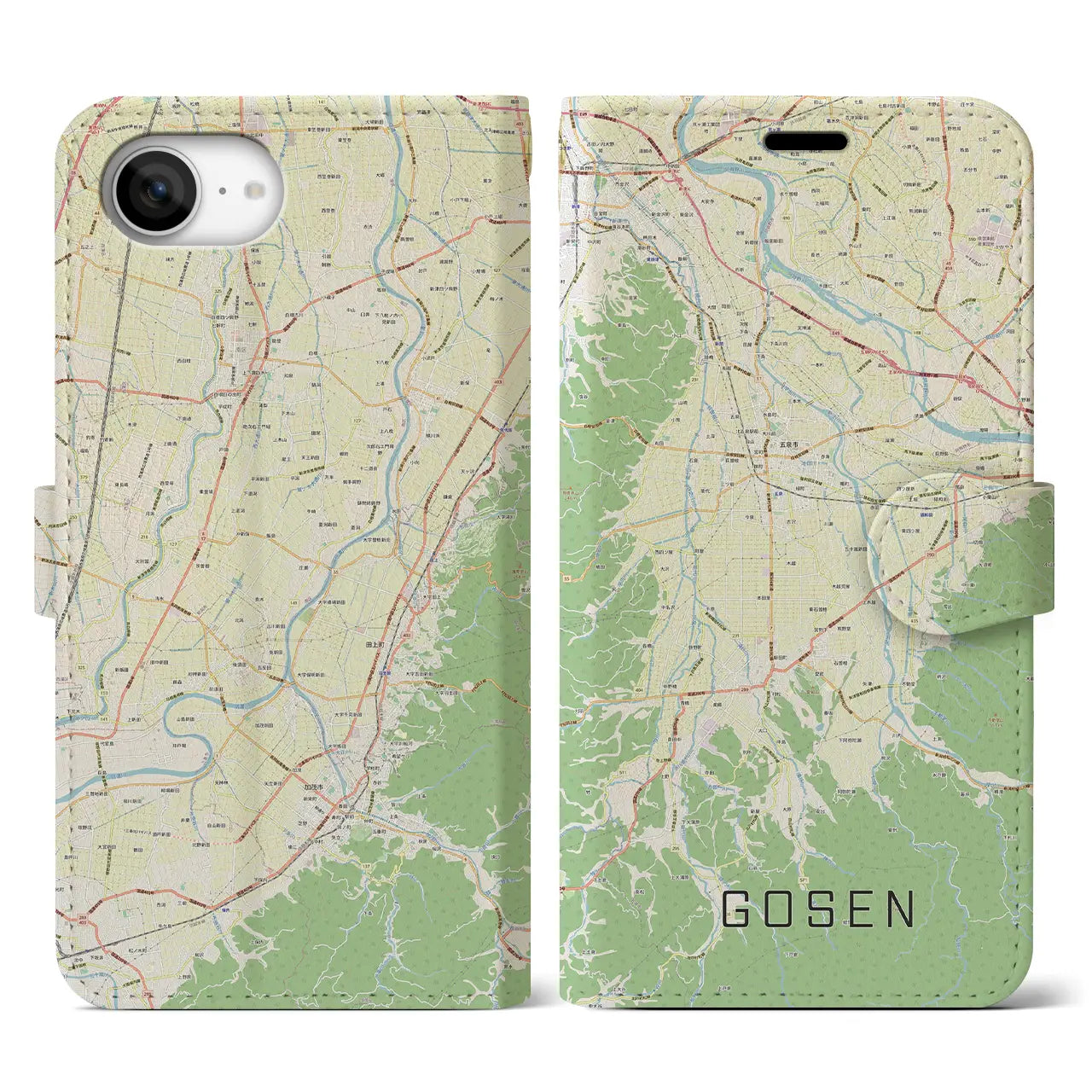 【五泉(新潟県)】地図柄iPhoneケース(手帳タイプ)