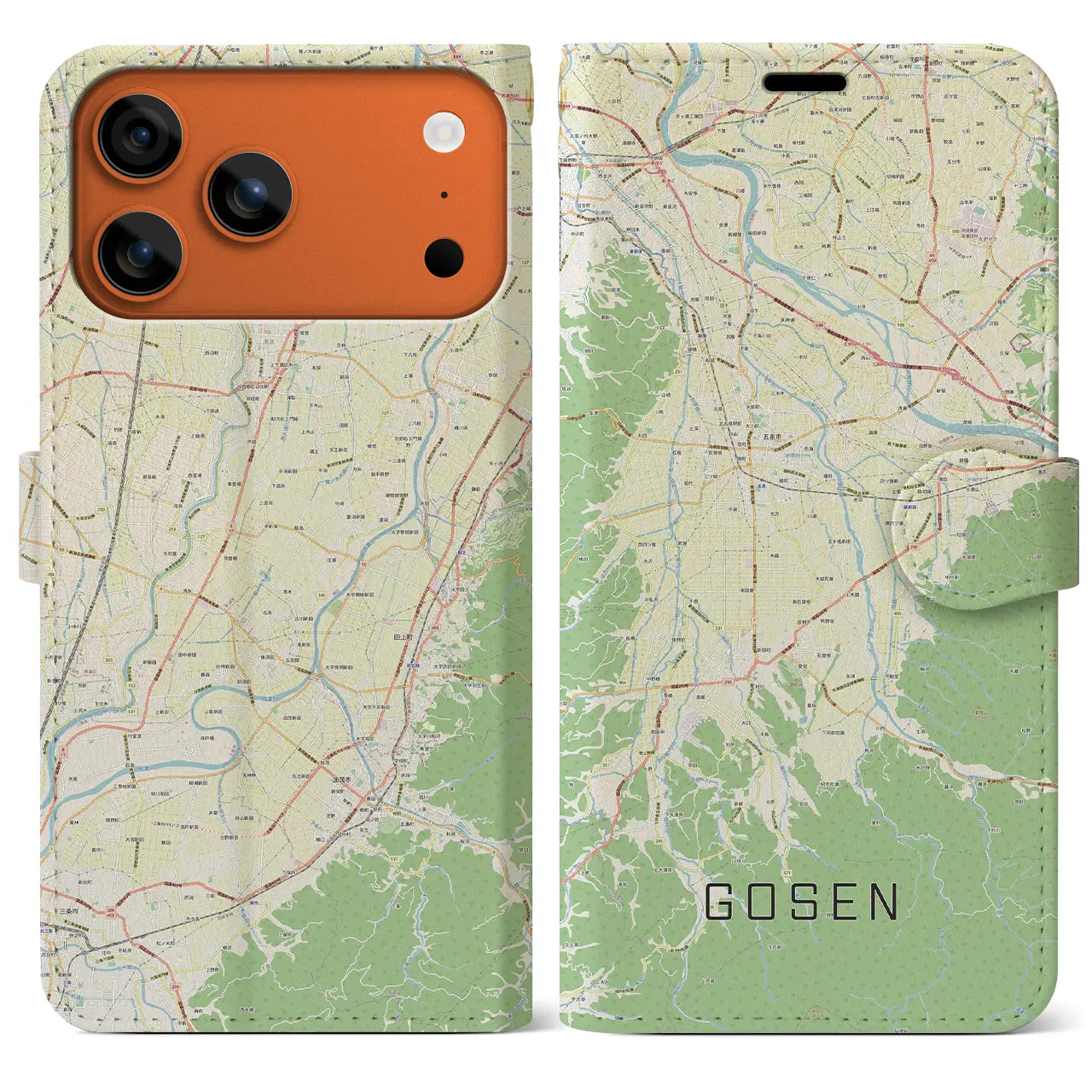 【五泉(新潟県)】地図柄iPhoneケース(手帳タイプ)