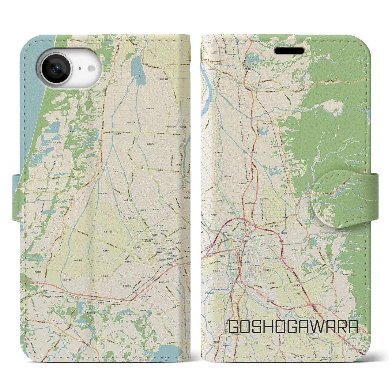 【五所川原(青森県)】地図柄iPhoneケース(手帳タイプ)
