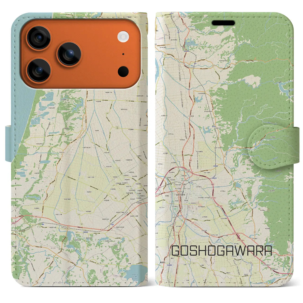 【五所川原(青森県)】地図柄iPhoneケース(手帳タイプ)