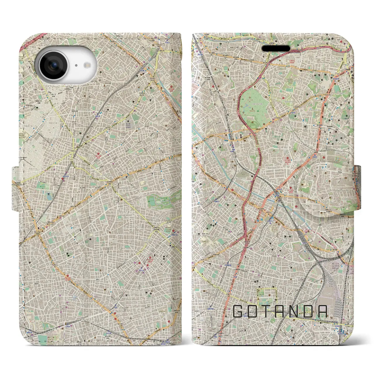【五反田(東京都)】地図柄iPhoneケース(手帳タイプ)