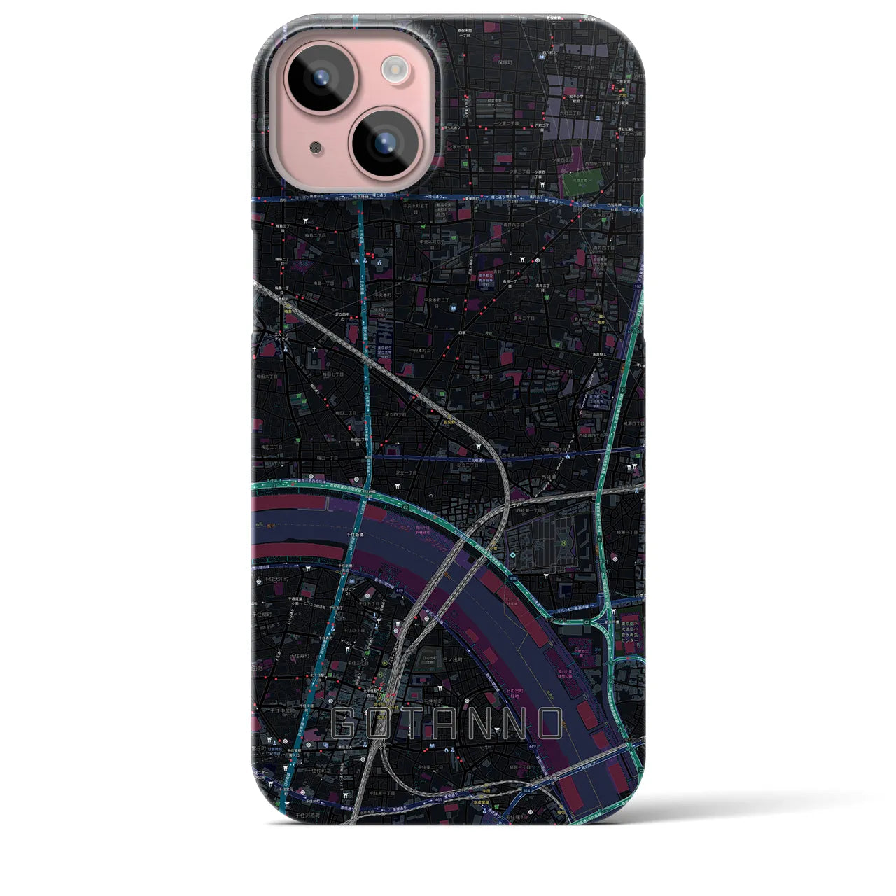 【五反野(東京都)】地図柄iPhoneケース(バックカバータイプ)