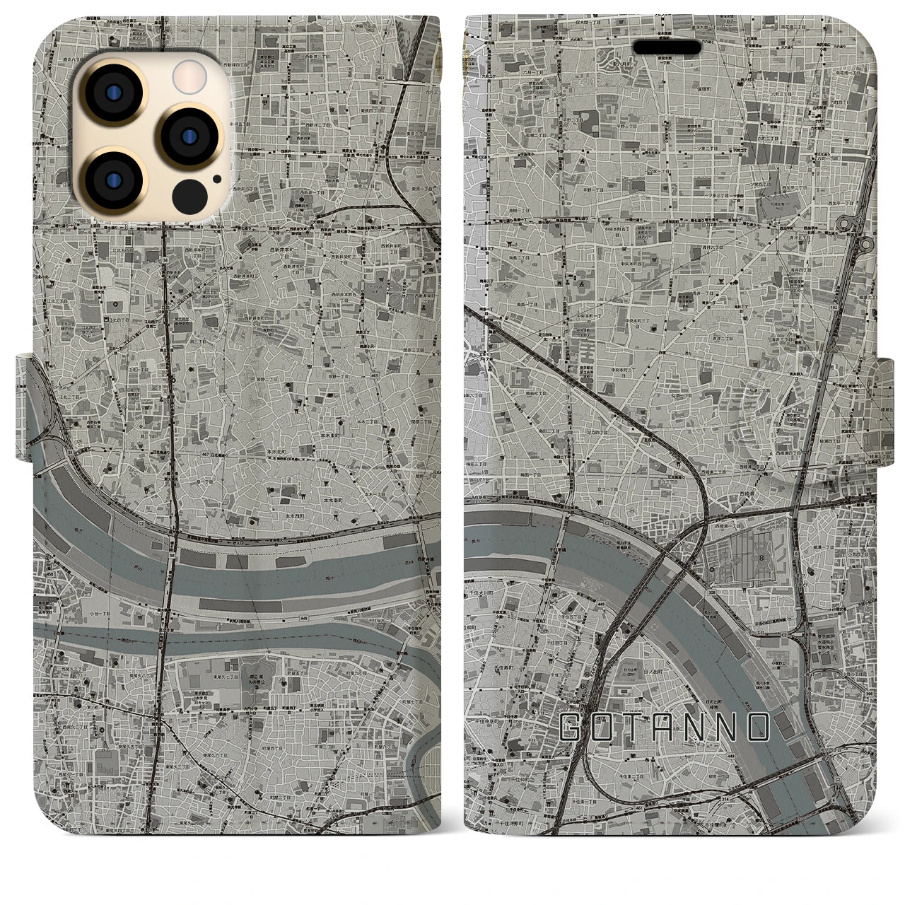 【五反野(東京都)】地図柄iPhoneケース(手帳タイプ)