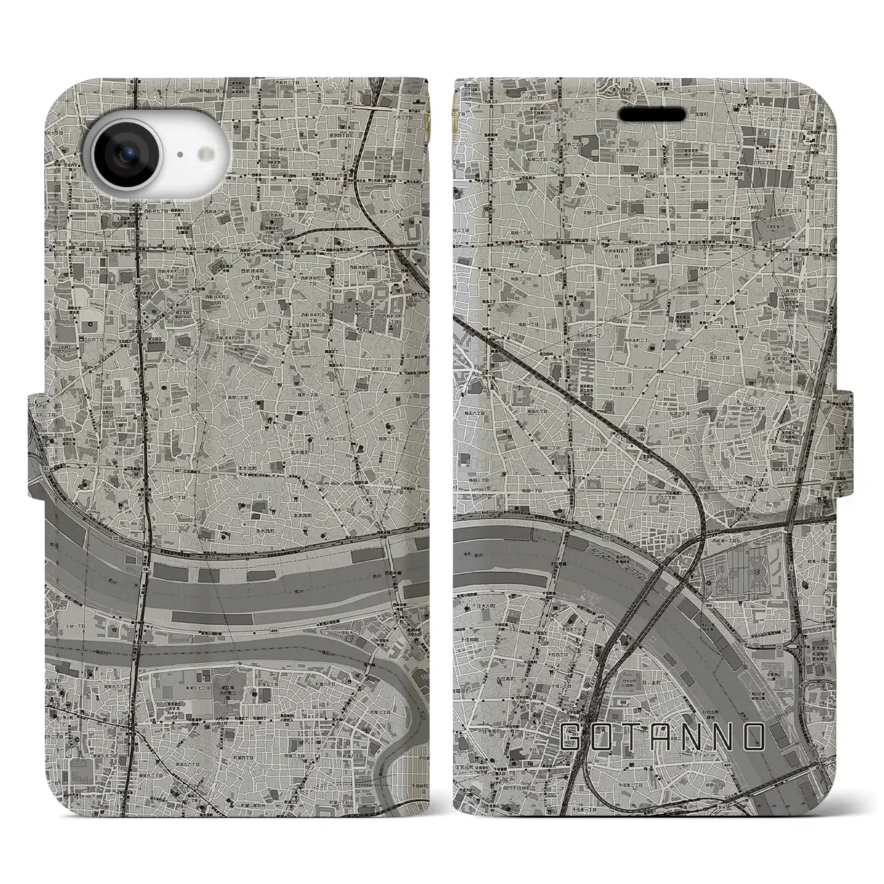 【五反野(東京都)】地図柄iPhoneケース(手帳タイプ)
