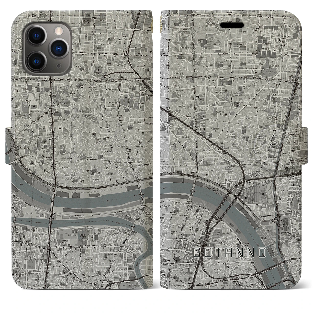 【五反野(東京都)】地図柄iPhoneケース(手帳タイプ)
